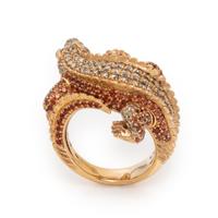 Colored Diamond, Multigem, and Rose Gold Alligator Ring