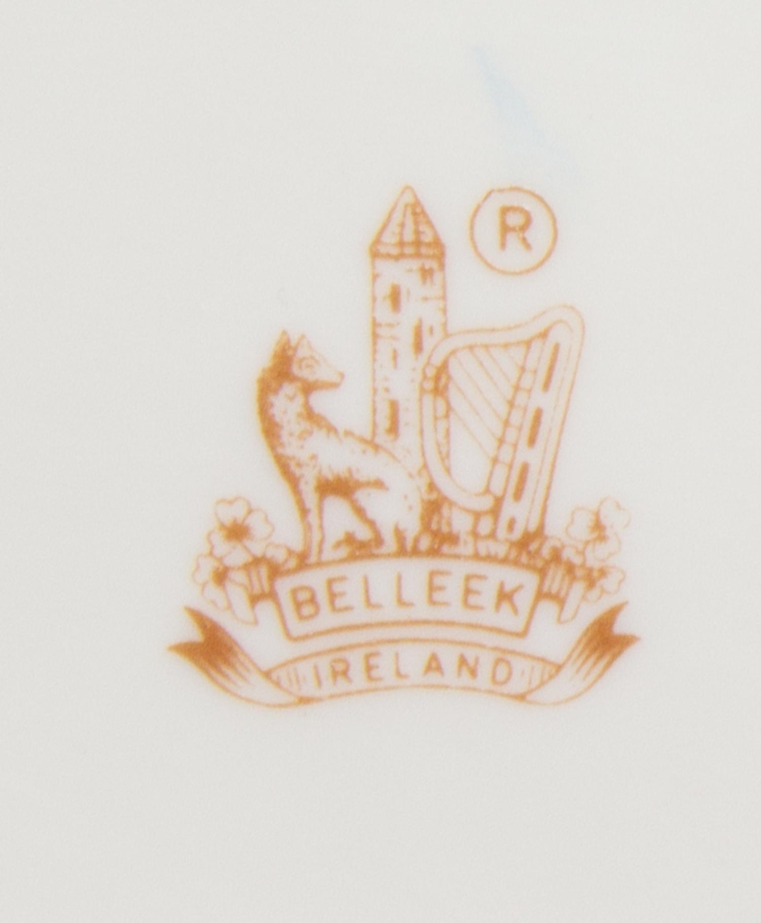 Five Belleek Ribbon Decorated Articles Height of tallest 6 1/4 inches. — SEVENTH GOLD MARK (1980-1983)