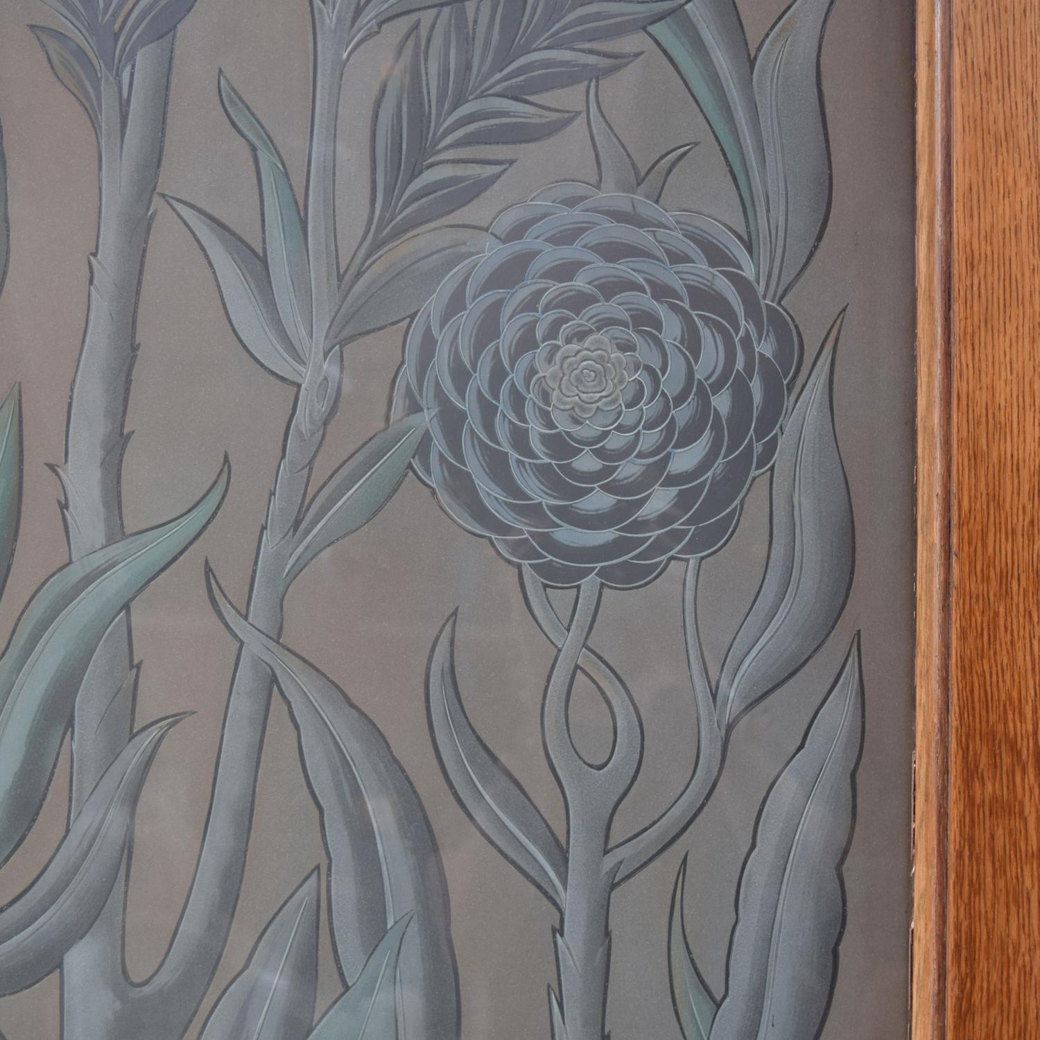 A Pair of Art Nouveau Etched Glass Doors 79" W x 2.25" D x 100.5" H — Argentina, Circa 1910