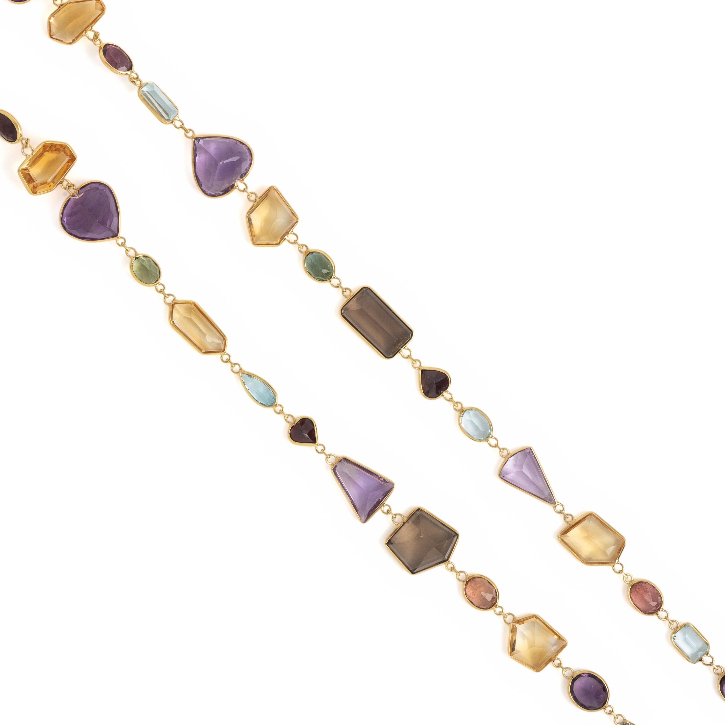 Multigem and Yellow Gold Necklace