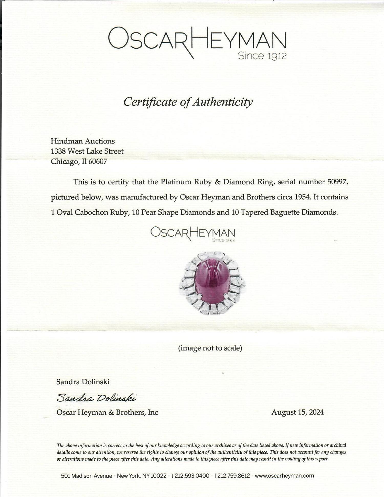 OSCAR HEYMAN, BURMESE RUBY AND DIAMOND RING