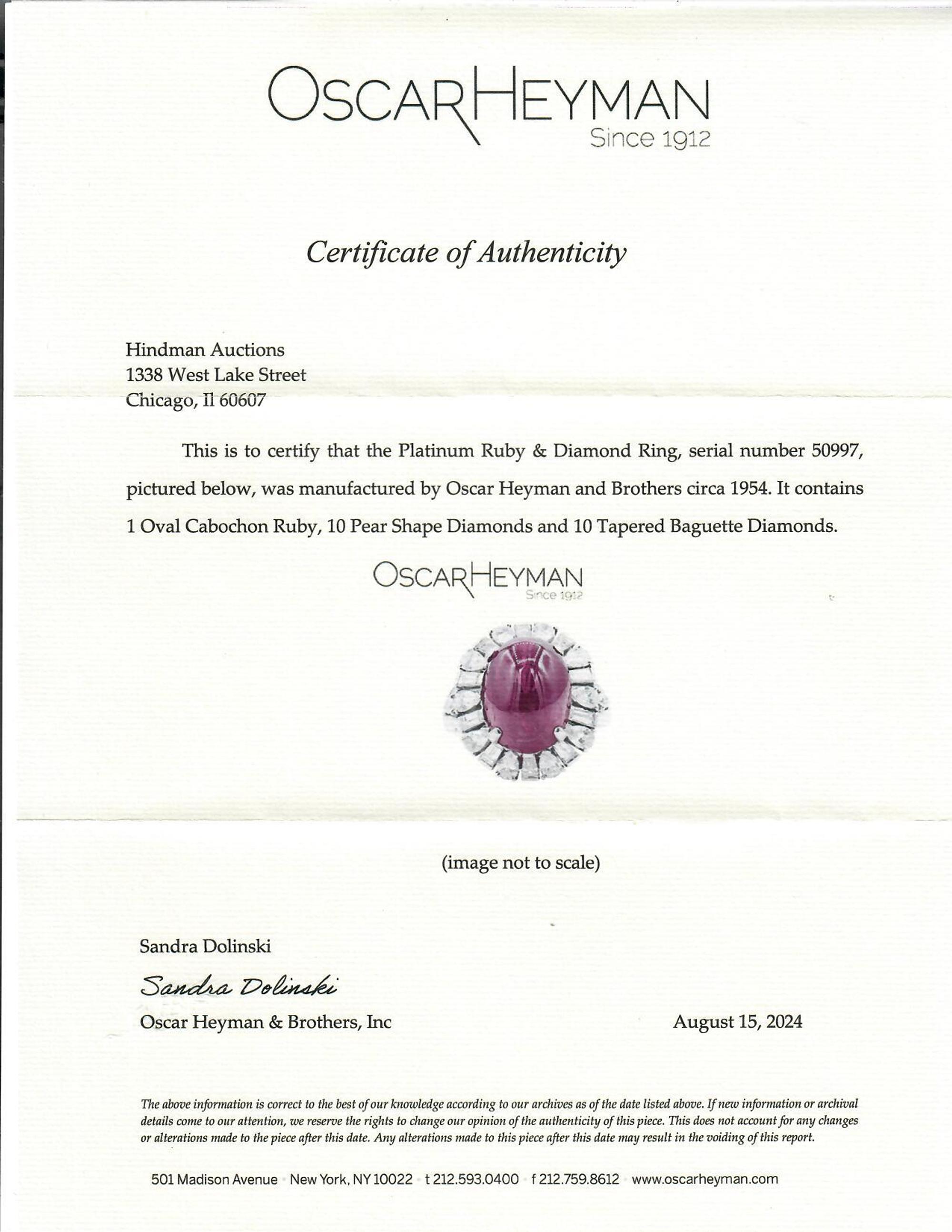 OSCAR HEYMAN, BURMESE RUBY AND DIAMOND RING