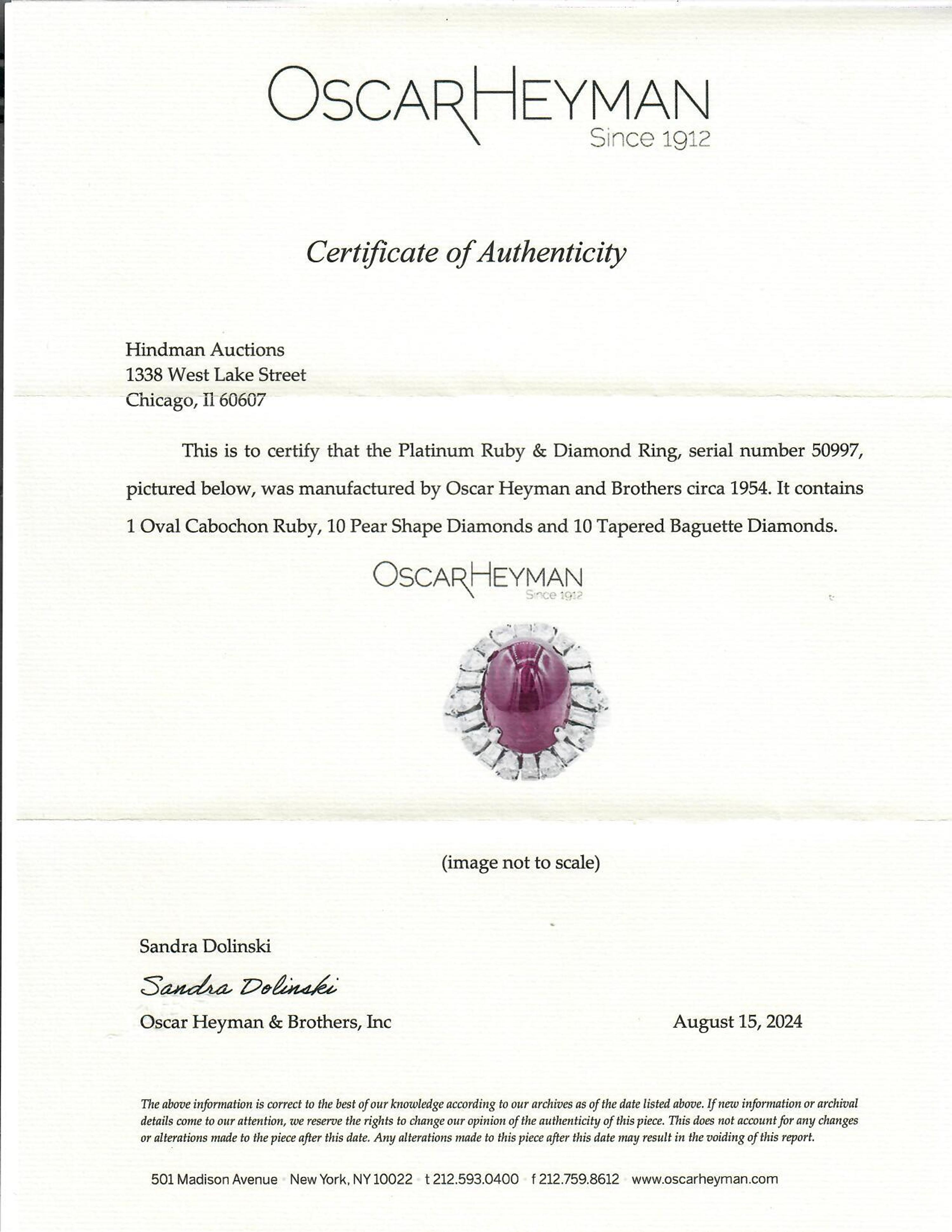 OSCAR HEYMAN, BURMESE RUBY AND DIAMOND RING