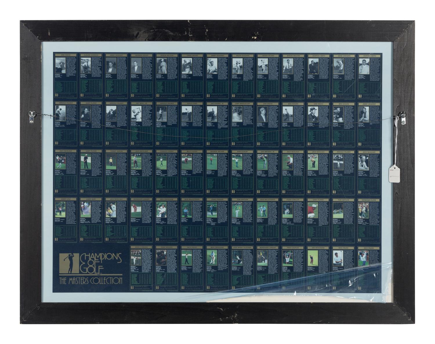 An Uncut Sheet of 1998 Masters Champions of Golf Cards (Tiger Woods Rookie)