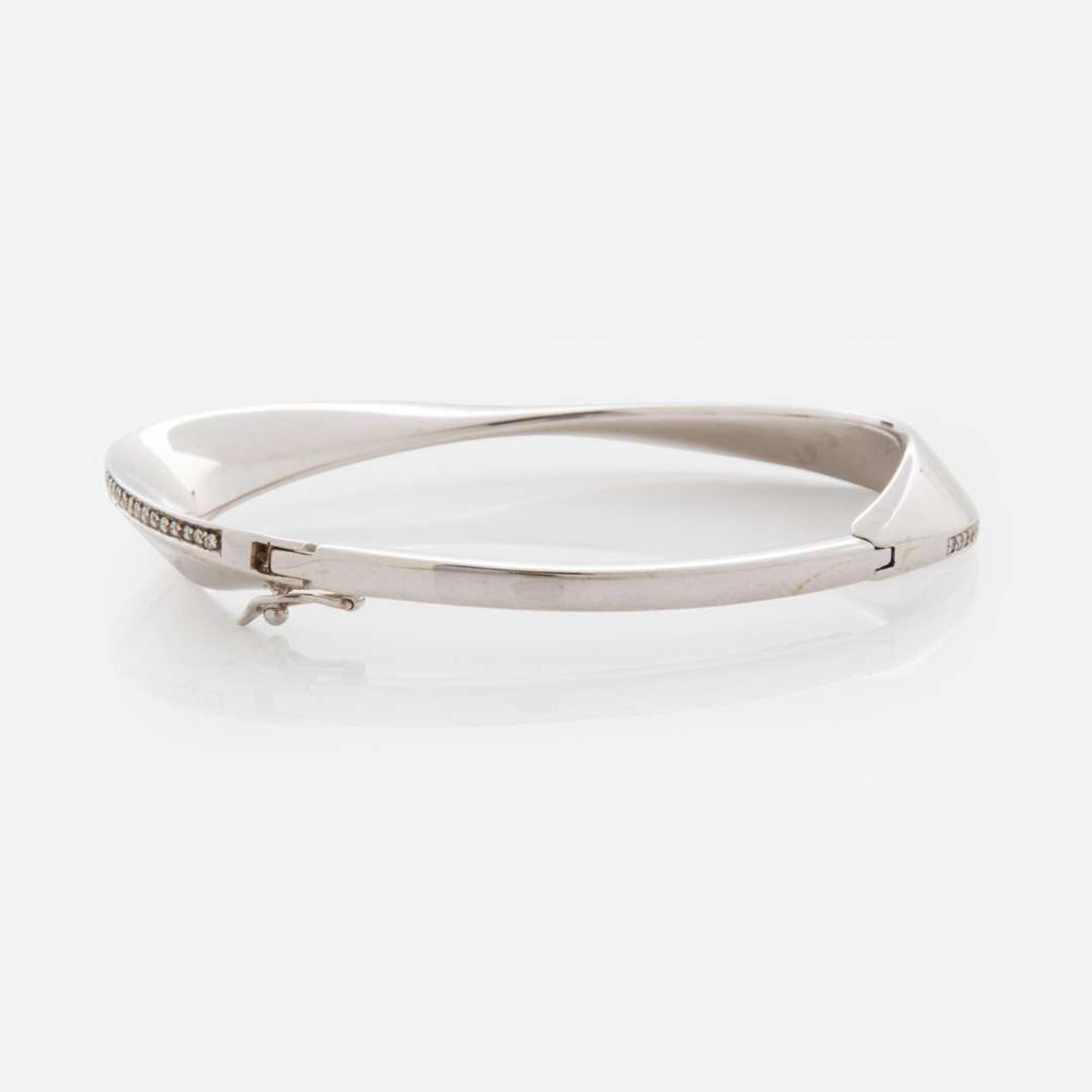 A Contemporary 14K White Gold and Diamond Bracelet