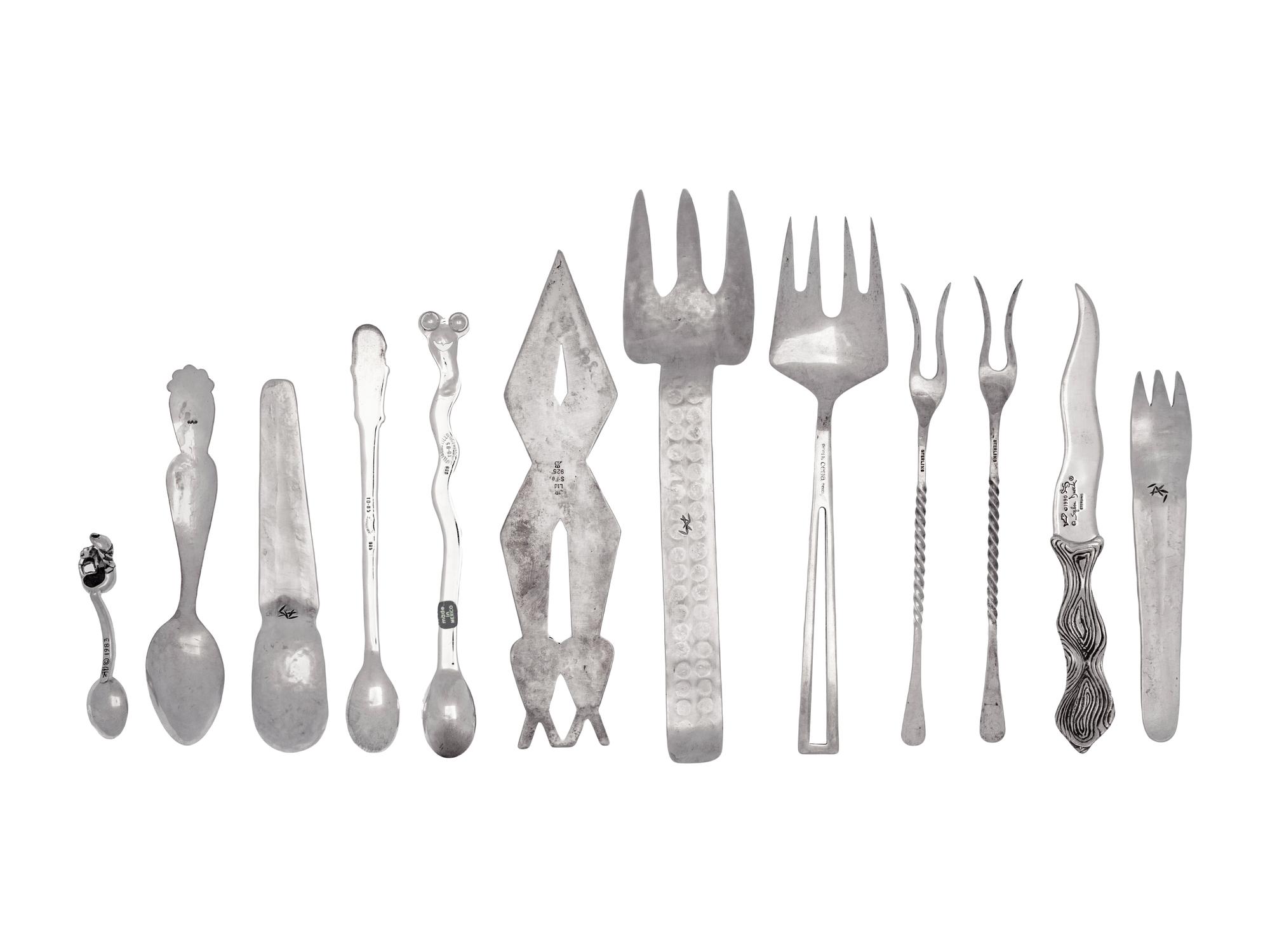 A Collection of Mexican and American Southwestern Silver Flatware Articles