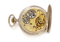 A Silver Hunter Case Pocket Watch, Labrador/Omega, 64.60 dwts.