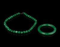 A Jadeite Bead Necklace and Bangle