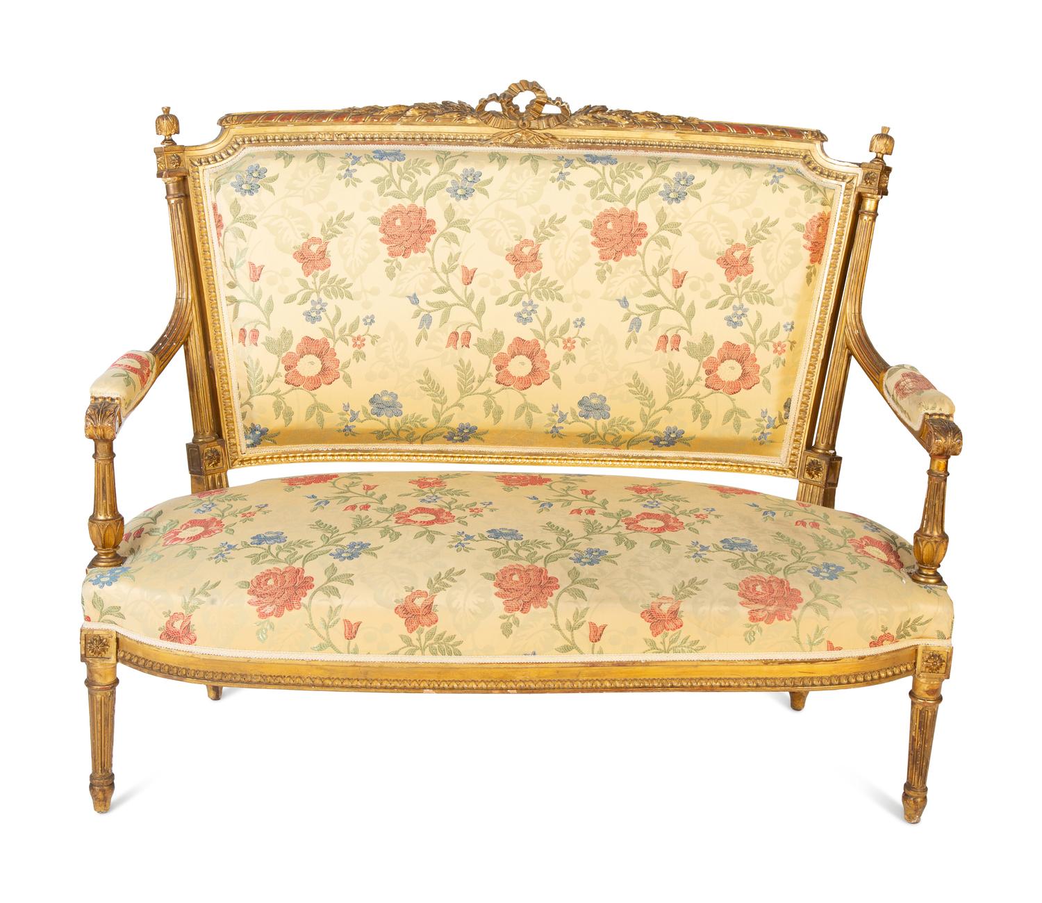 A Louis XVI Style Giltwood Settee — 19TH CENTURY