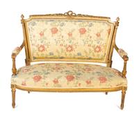 A Louis XVI Style Giltwood Settee — 19TH CENTURY