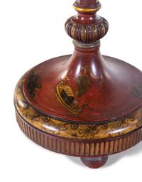 A Pair of English Lacquered and Chinoiserie Decorated Torchères
