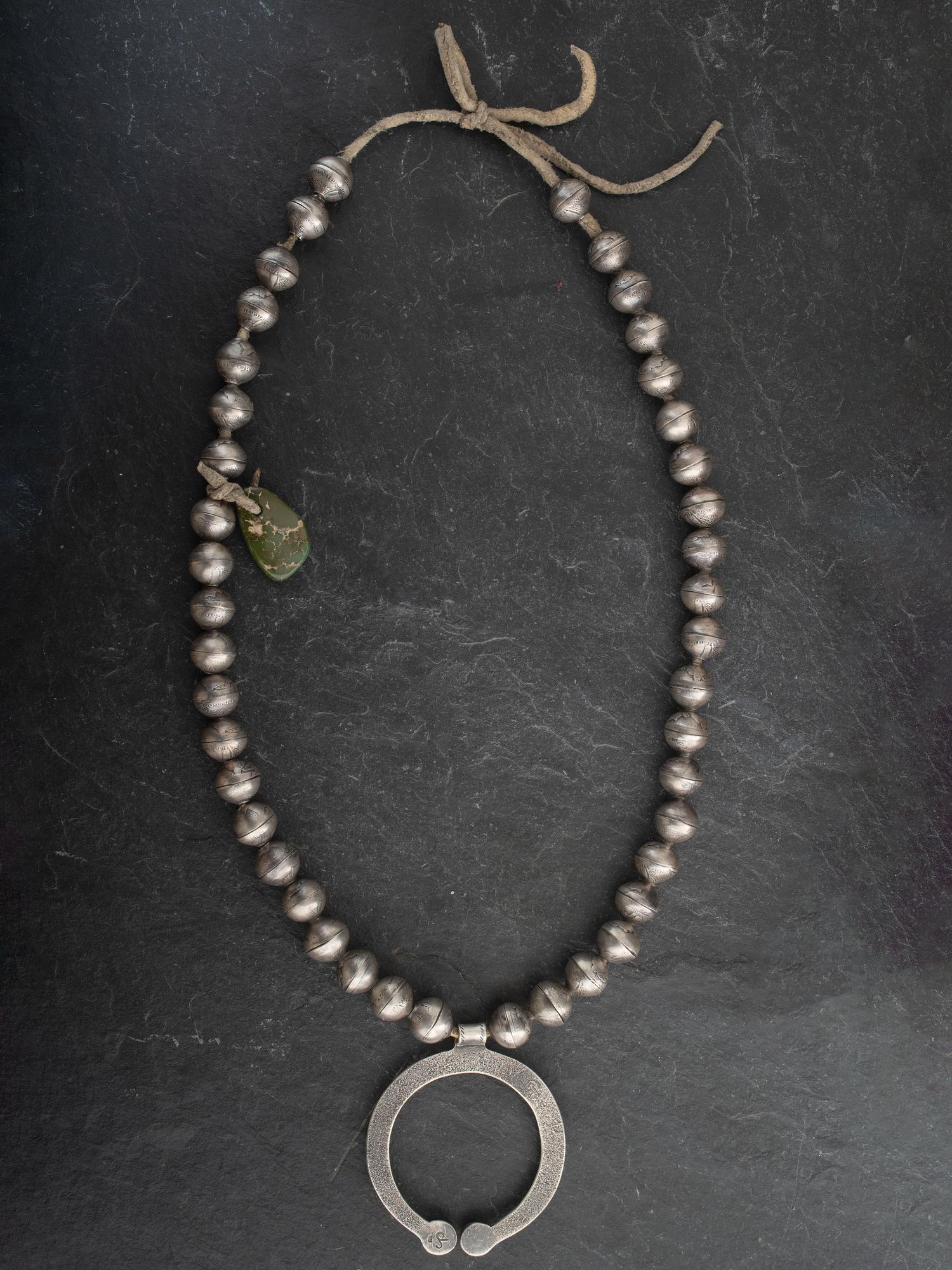 Ingot Silver and Turquoise Naja Necklace