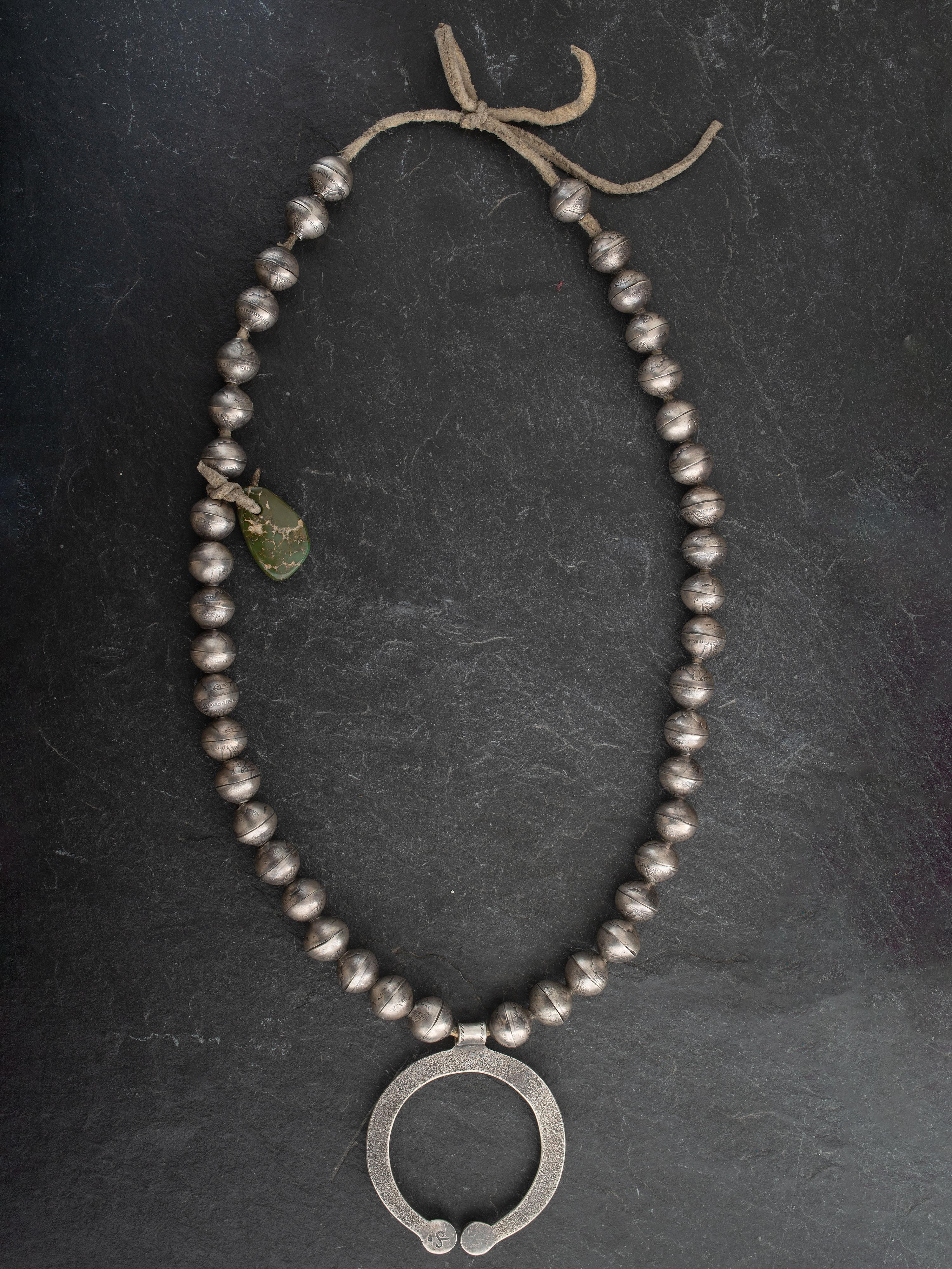 Ingot Silver and Turquoise Naja Necklace
