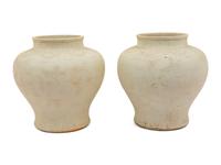 A Pair of Chinese Unglazed Biscuit Jars