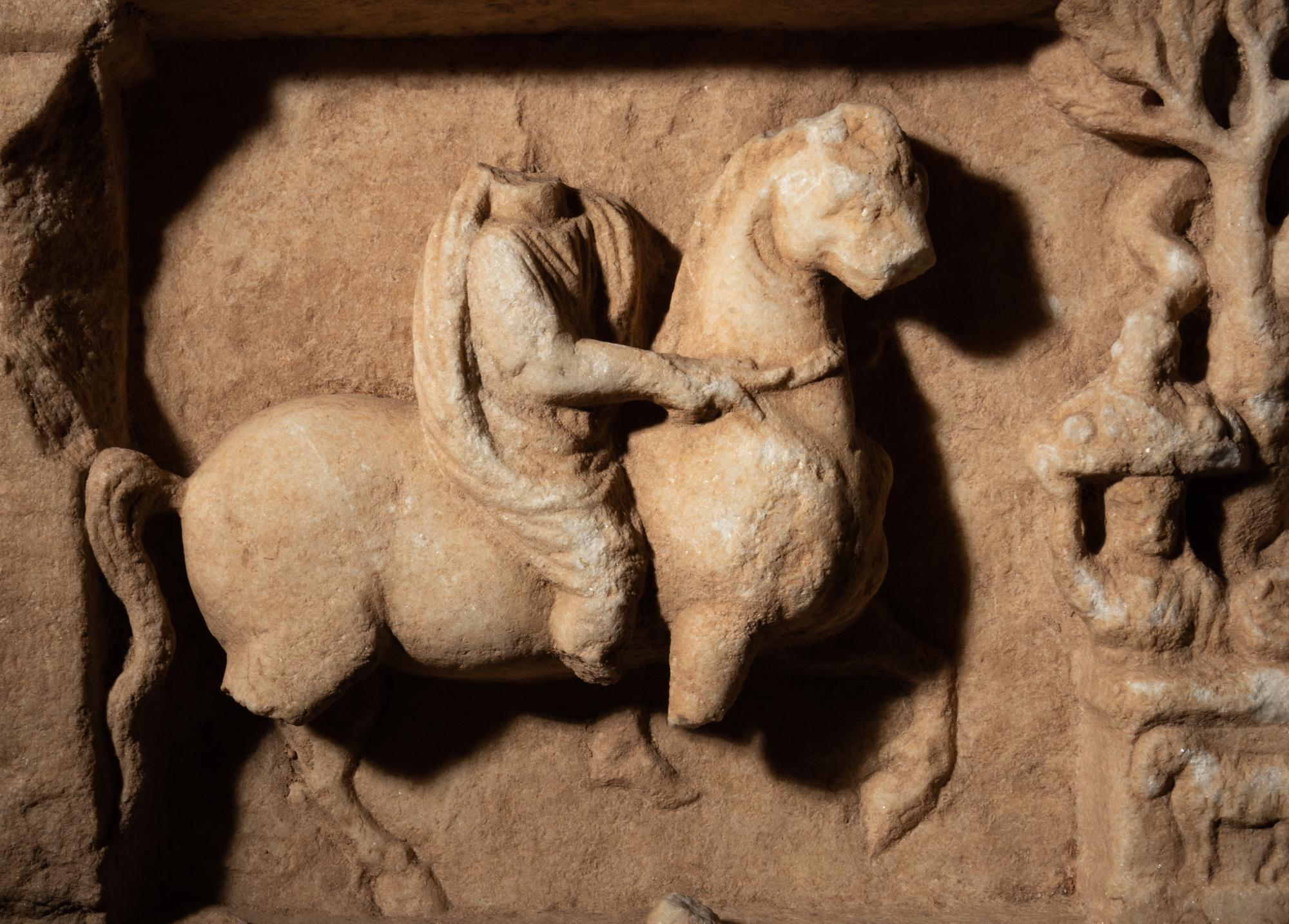 A Greek Marble Relief with a Rider and an Altar Group