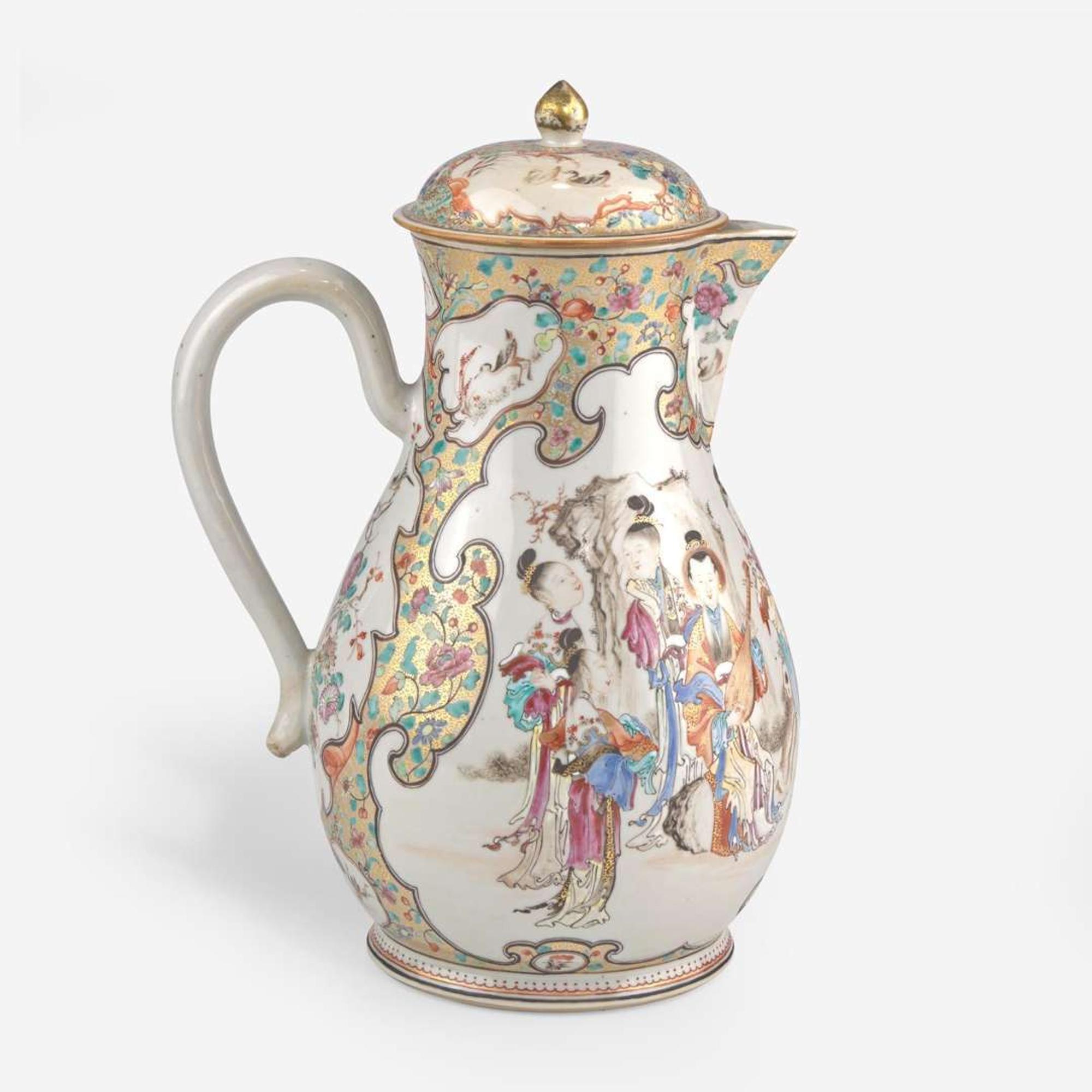 A large Chinese export famille-rose decorated porcelain jug and cover 粉彩出口瓷大盖壶 Qing dynasty, mid 18th century ? ??????