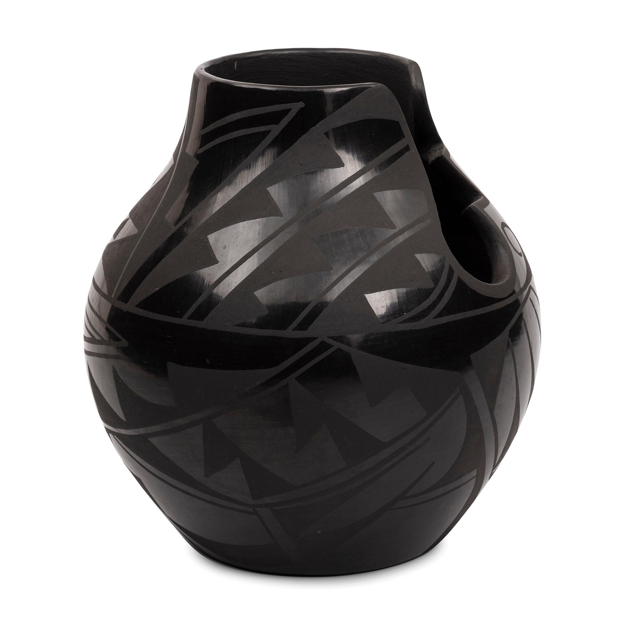 Blackware Pottery Vase, with Cutout
