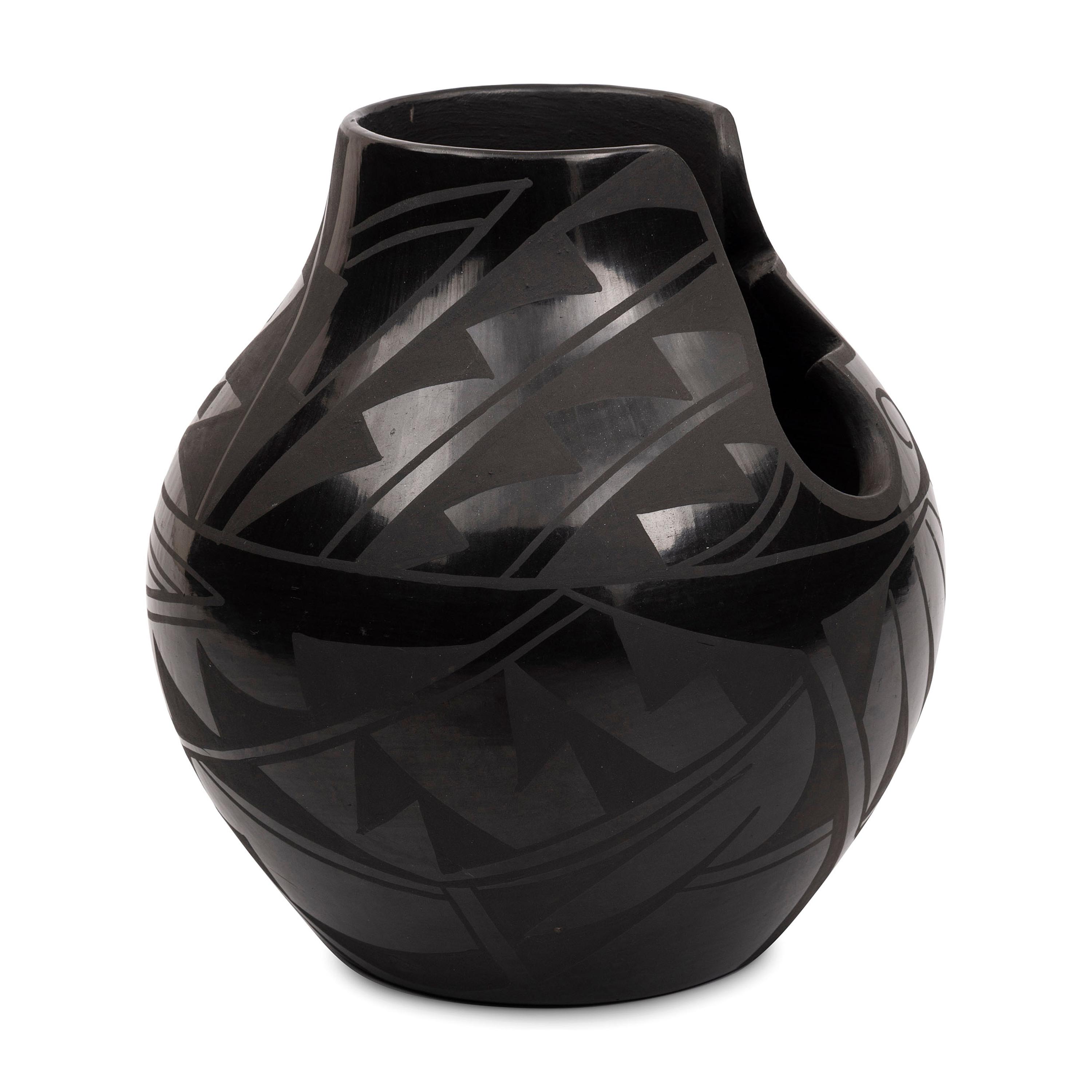 Blackware Pottery Vase, with Cutout