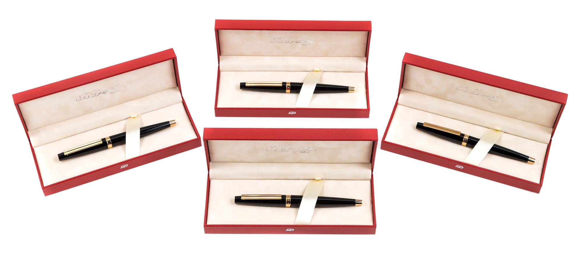 A Group of Four S.T. Dupont Ellipsis: Composite Noir Fountain Pens