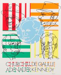 Yaacov Agam, (Israeli, b. 1928), Ben Gurion (folio containing 10 color silkscreens; each signed and numbered 154/540 in pencil to margi