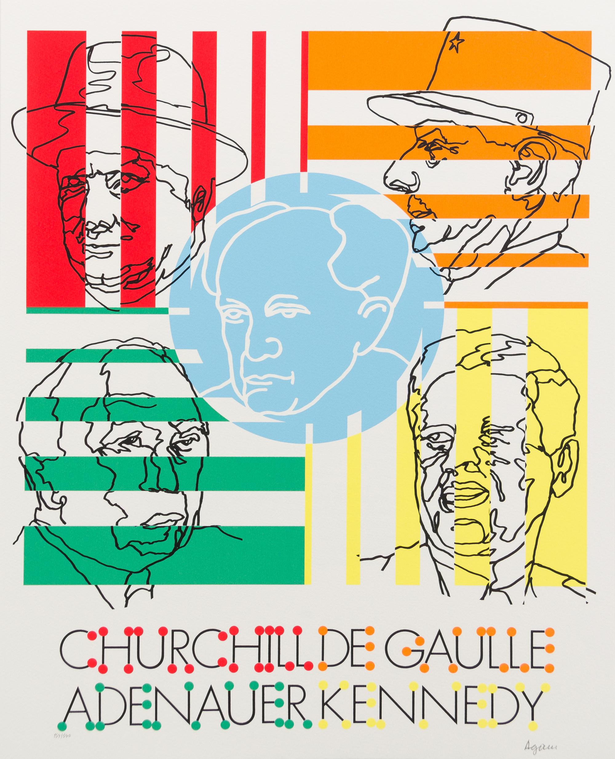 Yaacov Agam, (Israeli, b. 1928), Ben Gurion (folio containing 10 color silkscreens; each signed and numbered 154/540 in pencil to margi