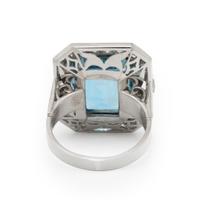 AQUAMARINE AND DIAMOND RING