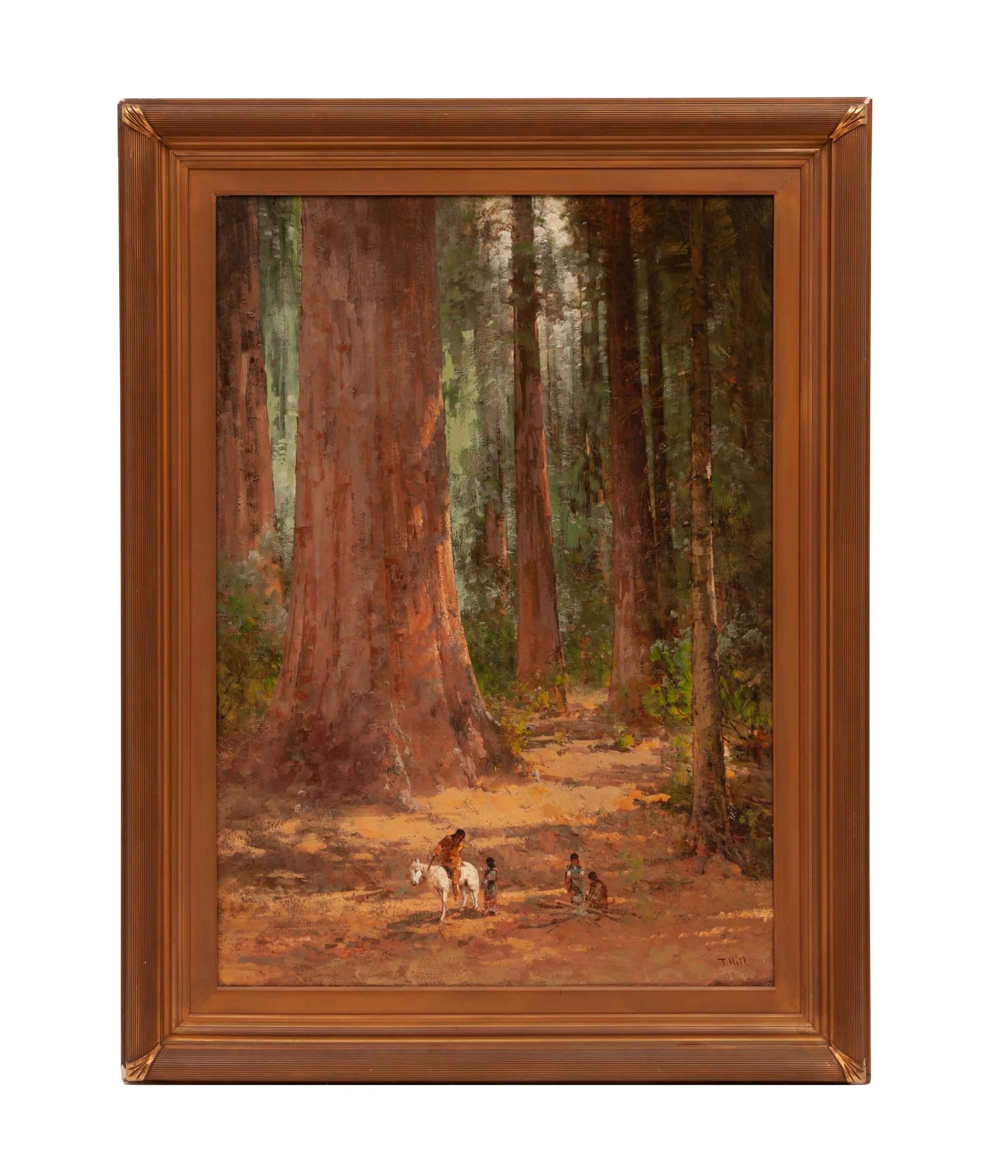 Indian on Horseback Amongst Sequoias