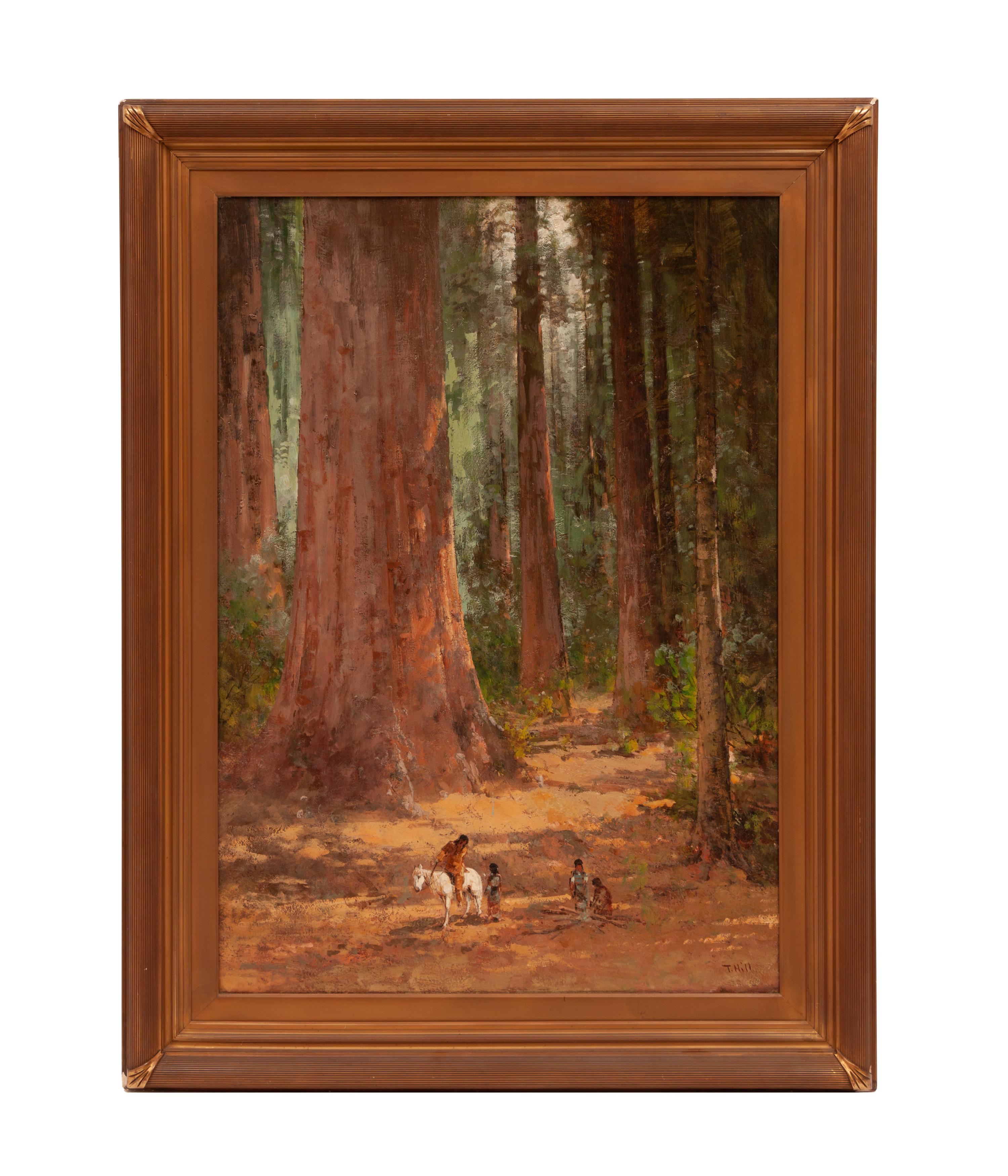 Indian on Horseback Amongst Sequoias
