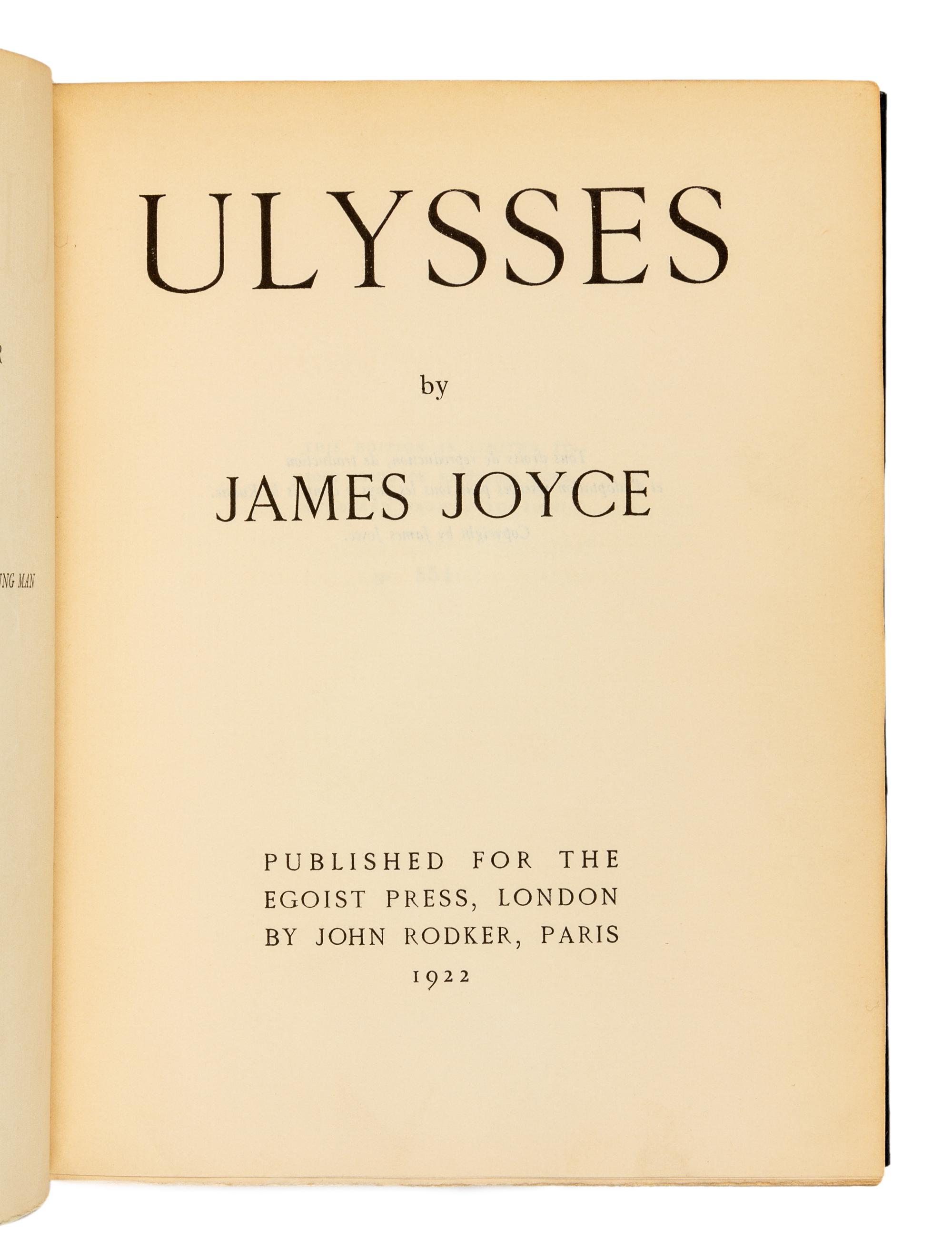 JOYCE, James (1882-1941). Ulysses. London: Printed for the Egoist Press, London by John Rodker, Paris, 1922.