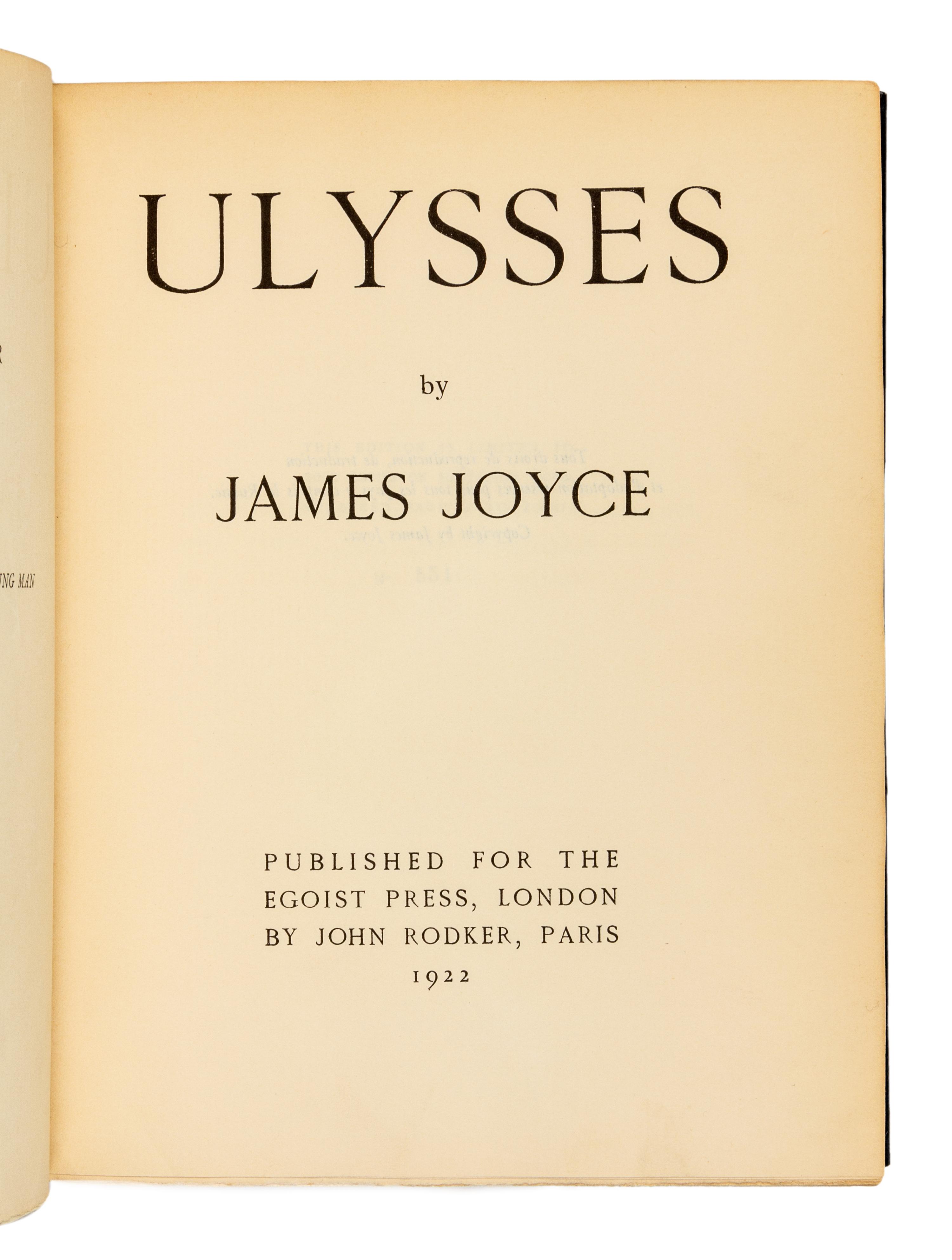 JOYCE, James (1882-1941). Ulysses. London: Printed for the Egoist Press, London by John Rodker, Paris, 1922.