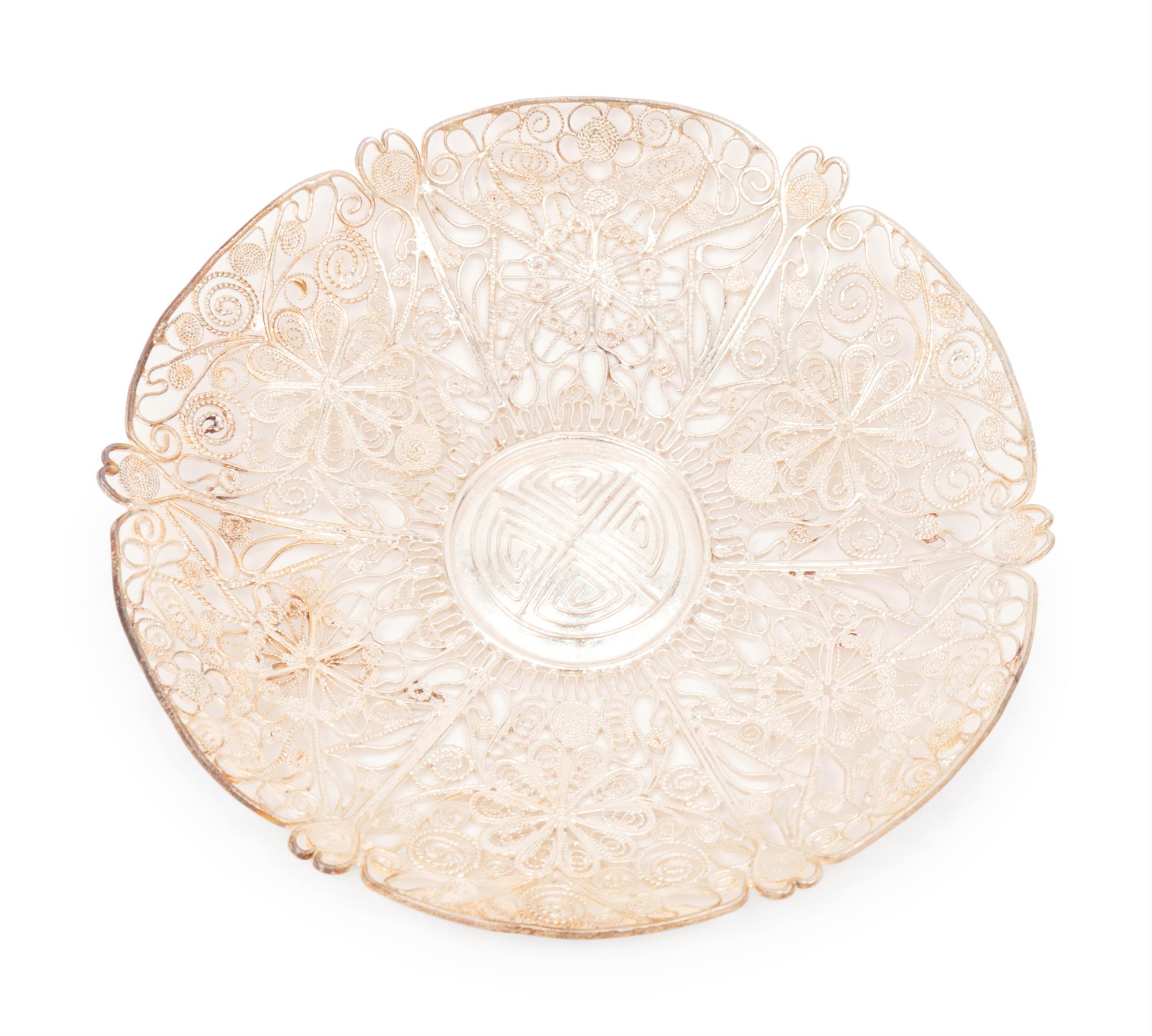 Six Chinese Export Silver Filigree Dishes