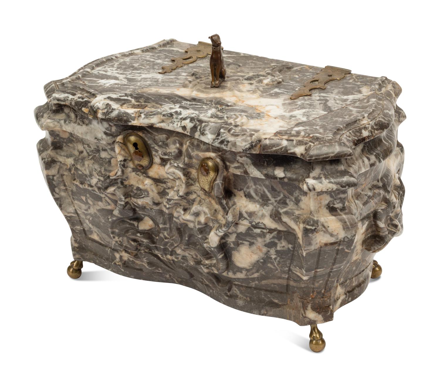 An Italian Carved Marble Tea Caddy
