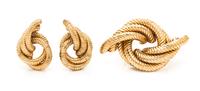 A 14 Karat Rose Gold Knot Motif Demi Parure, 17.50 dwts.