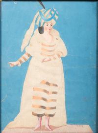 Seven Figural Pinprick and Watercolor Pictures