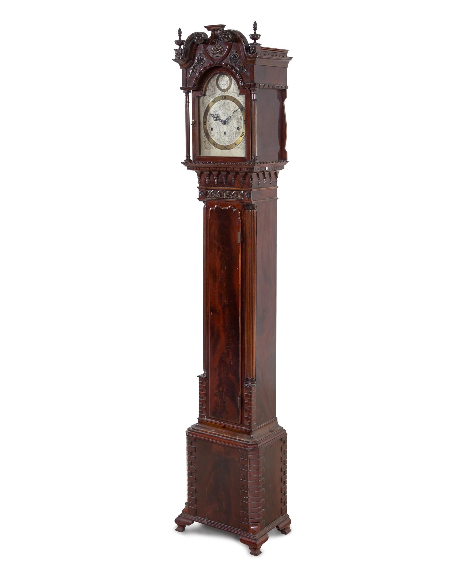 An Edwardian Mahogany Grandmother Clock