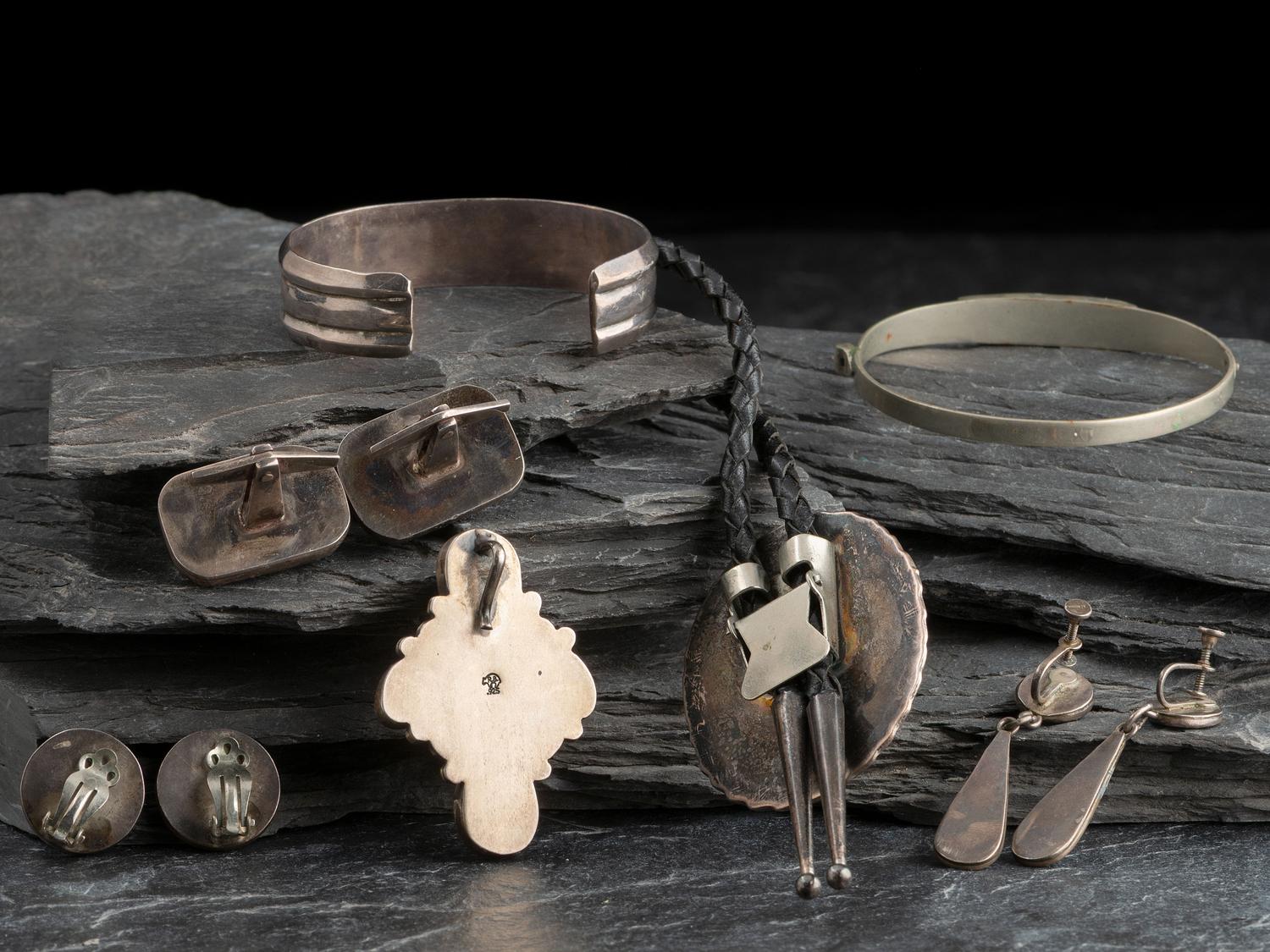 Zuni Channel Inlay Bracelet and Earrings, PLUS