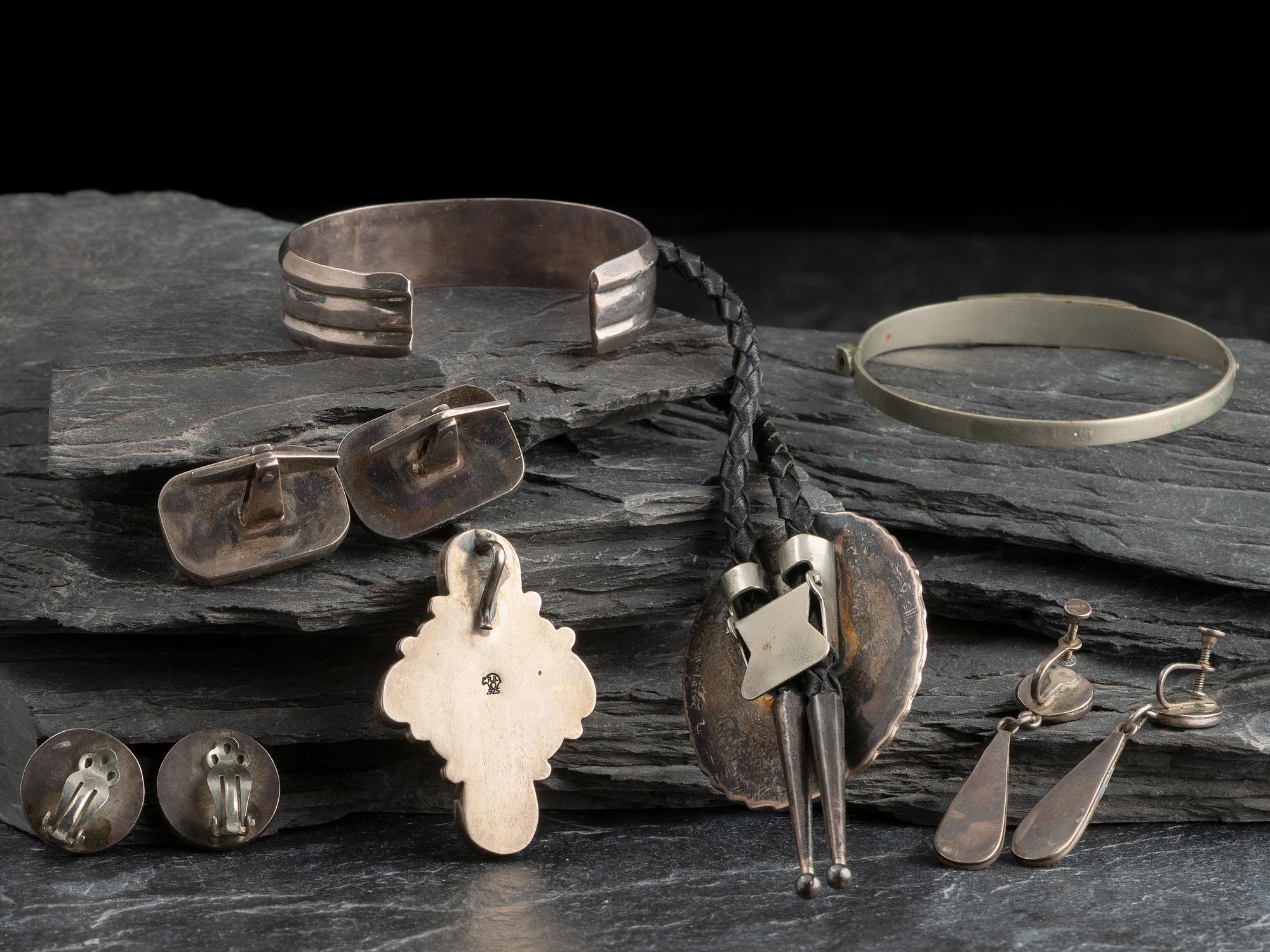 Zuni Channel Inlay Bracelet and Earrings, PLUS