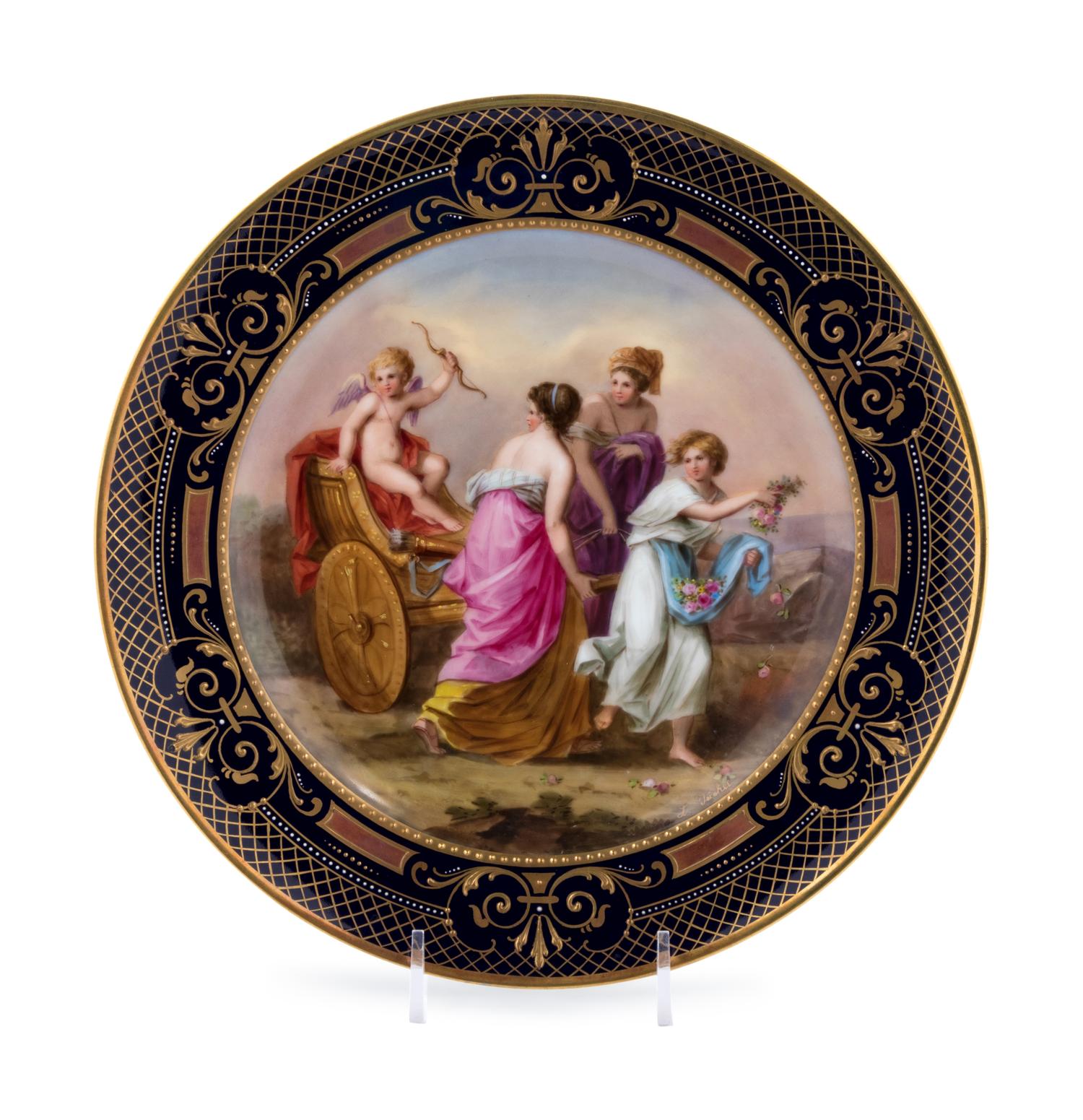 A Vienna Painted and Parcel Gilt Porcelain Cabinet Plate