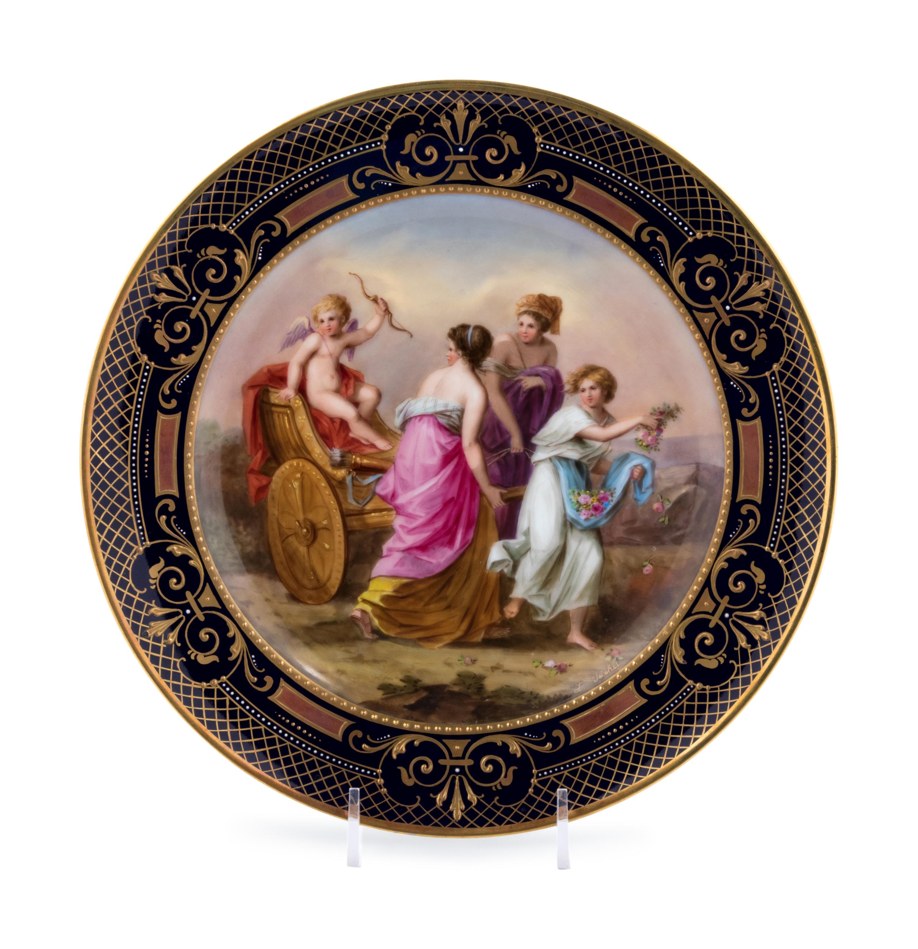 A Vienna Painted and Parcel Gilt Porcelain Cabinet Plate