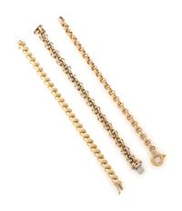 COLLECTION OF GOLD LINK BRACELETS