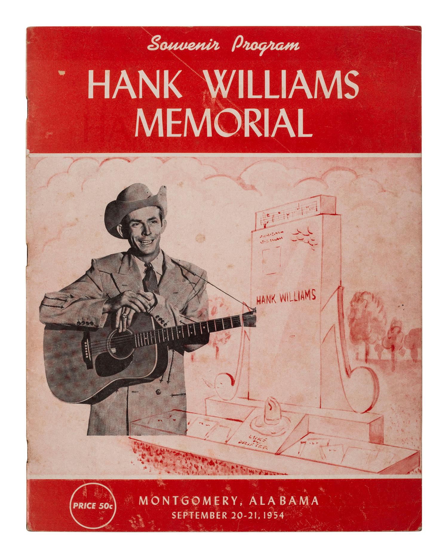 [COUNTRY MUSIC]. Traditional Country Music Hall of Fame scrapbook identified to Harold Sharp, containing rare Hank Williams Memorial Souvenir program.