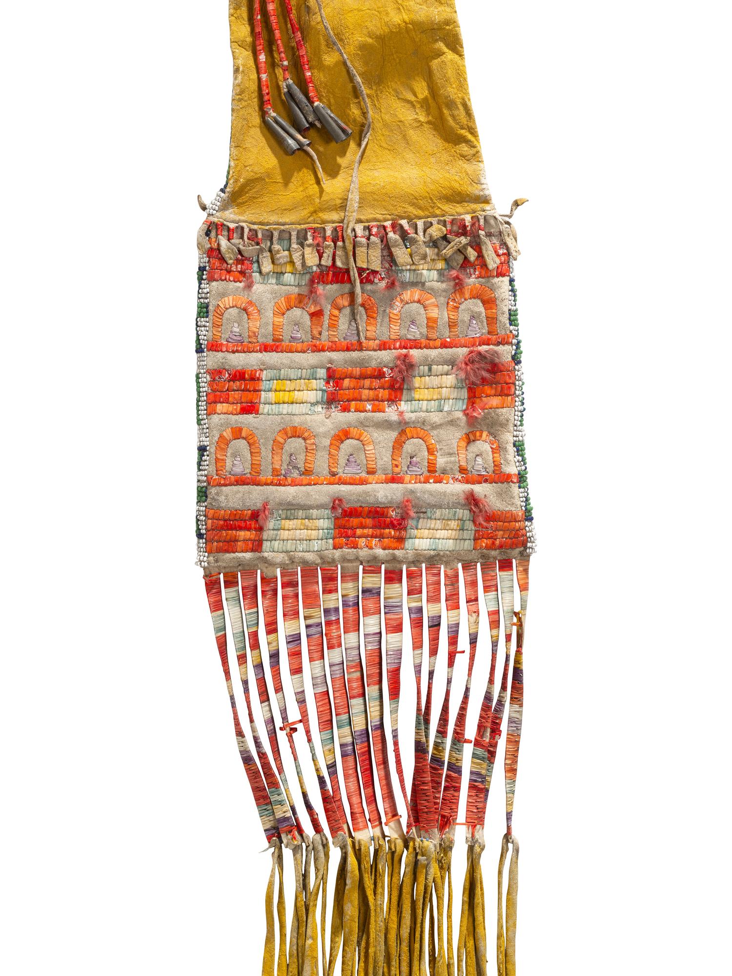 Sioux Quilled Hide Tobacco Bag, with Horse Tracks
