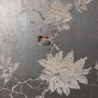 A Silvered Wallpaper Seven Panel Floor Screen