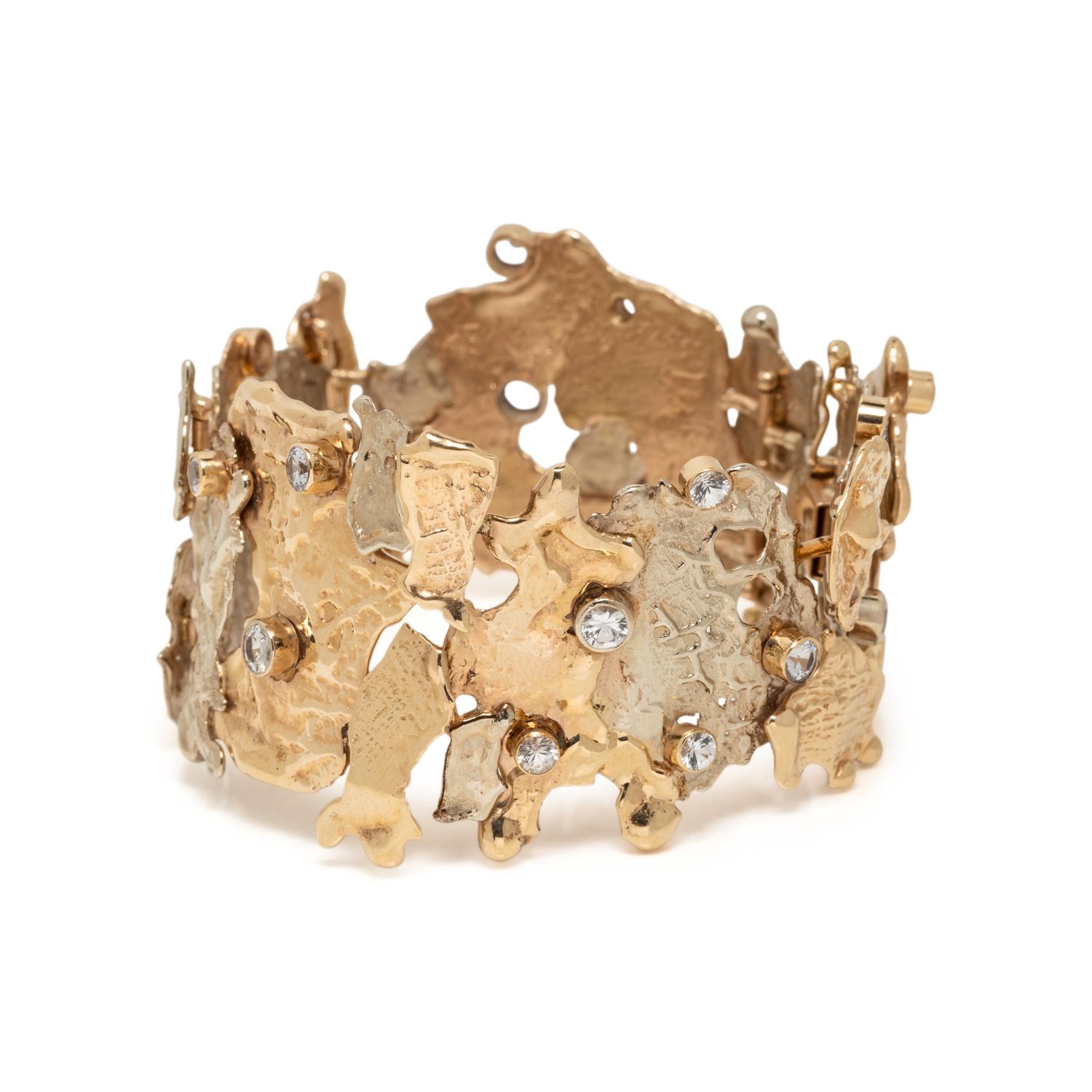 NIKKI FELDBAUM, YELLOW GOLD AND SYNTHETIC COLORLESS SAPPHIRE BRACELET