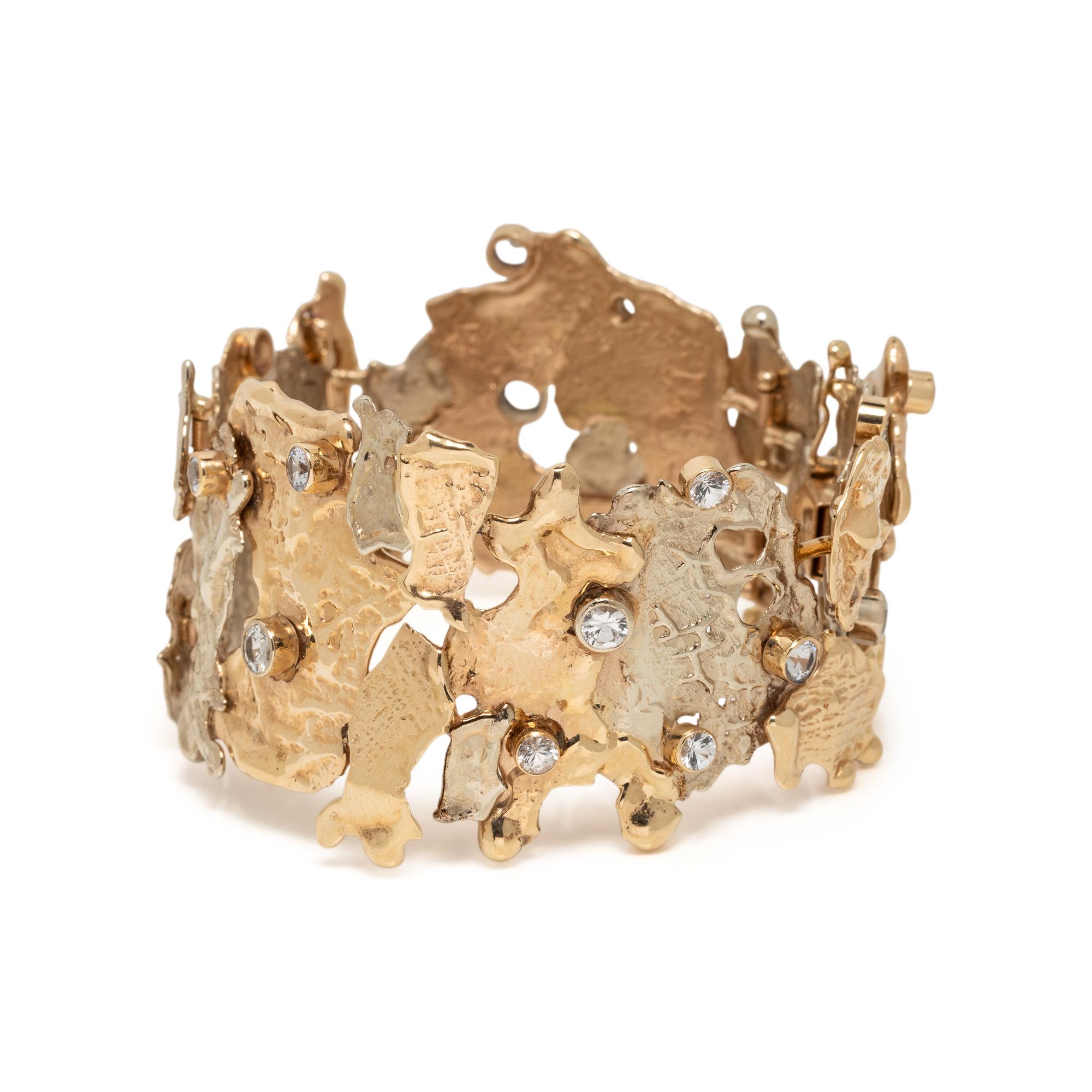 NIKKI FELDBAUM, YELLOW GOLD AND SYNTHETIC COLORLESS SAPPHIRE BRACELET