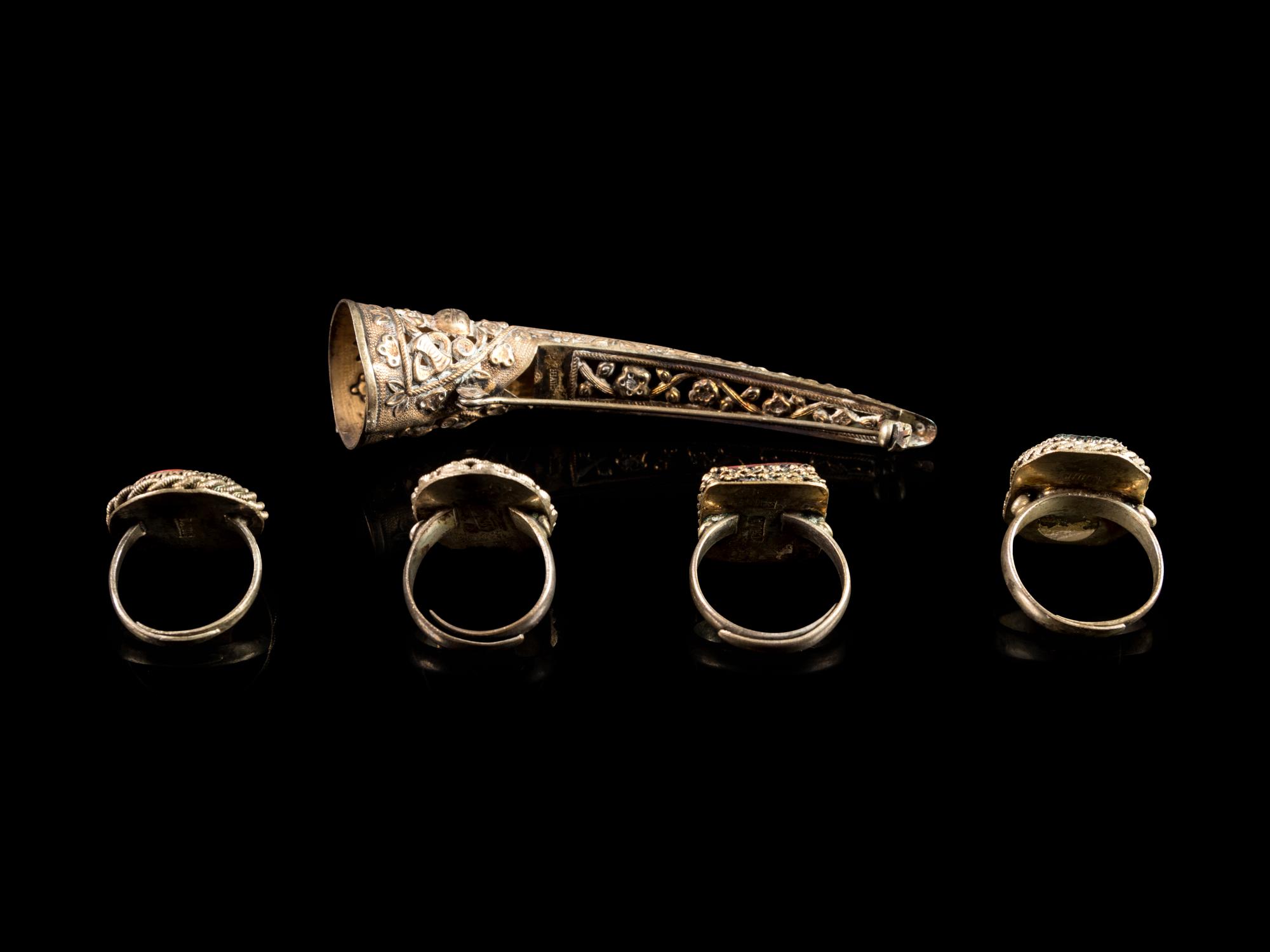 Five Chinese Silver Jewelry