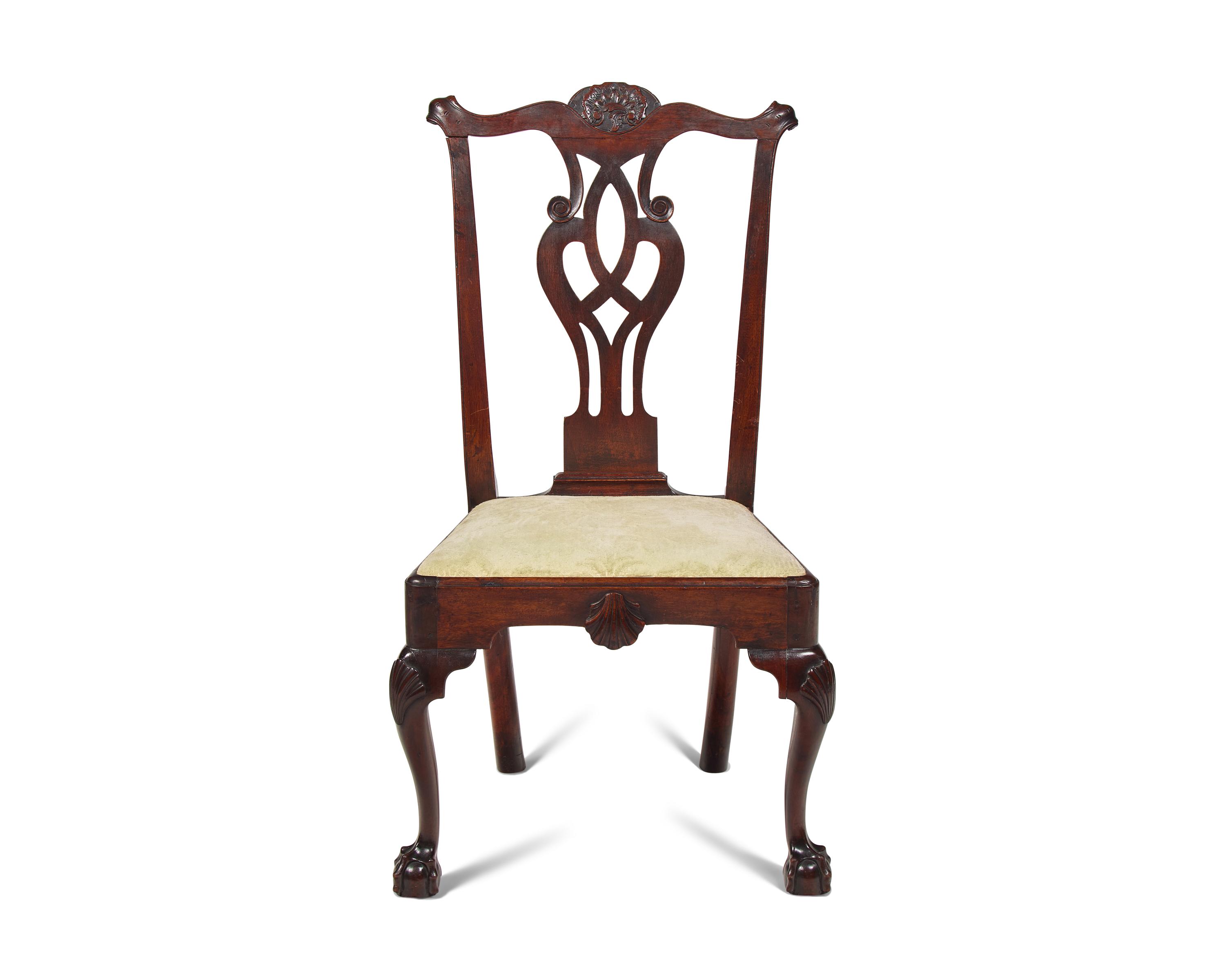 A Chippendale Carved Walnut Side Chair