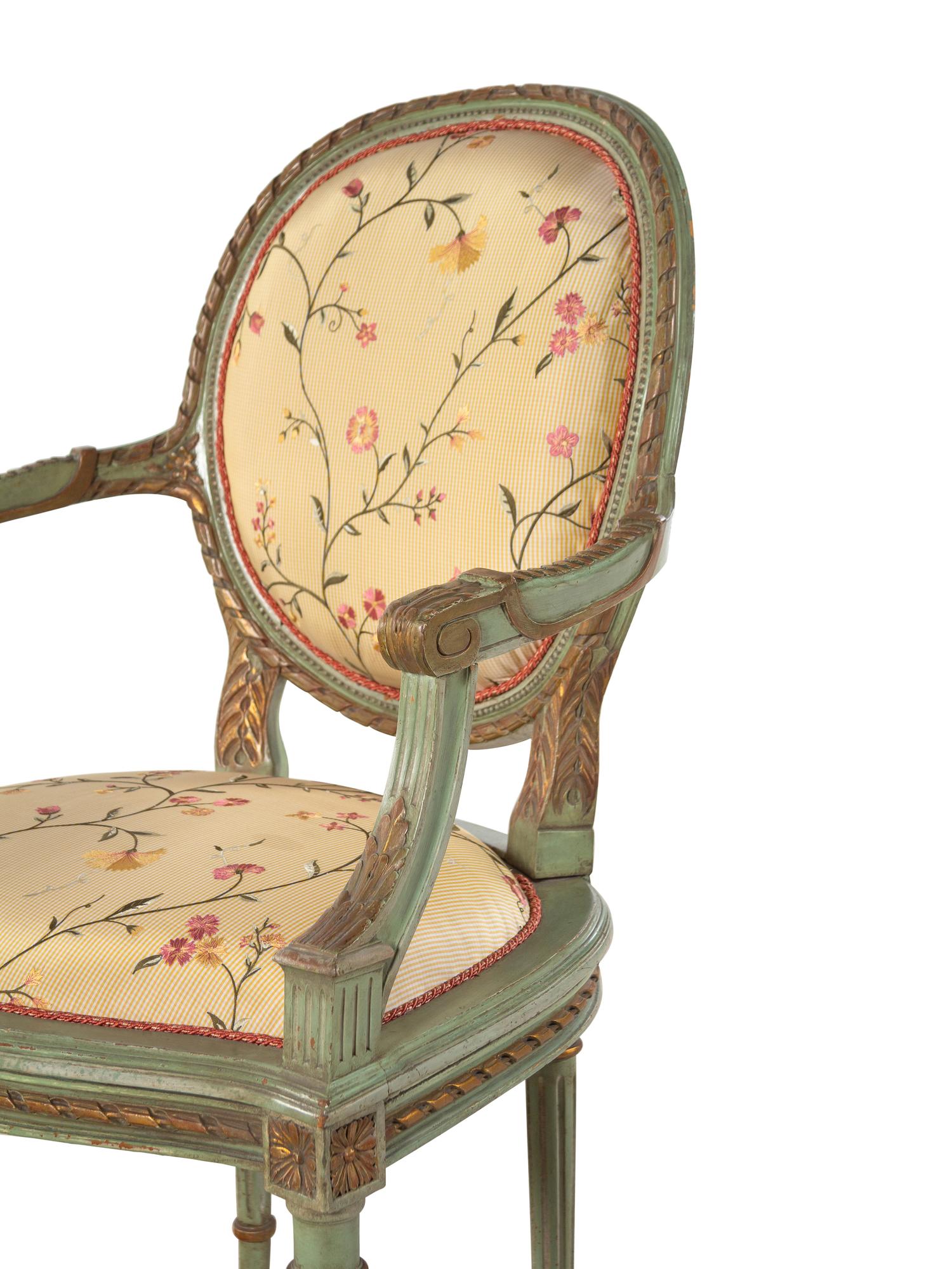 A Louis XVI Style Painted Fauteuil