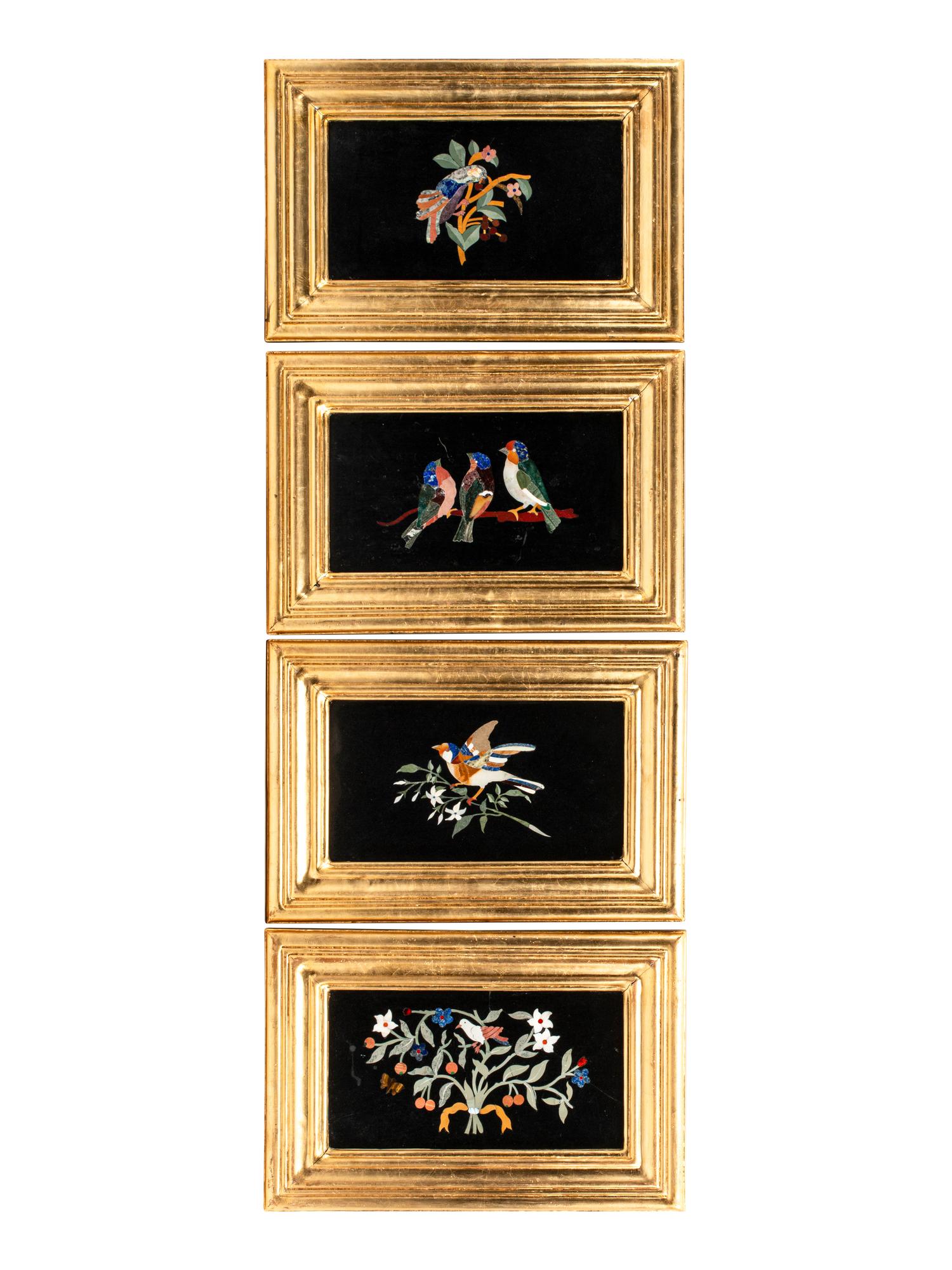 A Set of Four Italian Pietra Dura Plaques