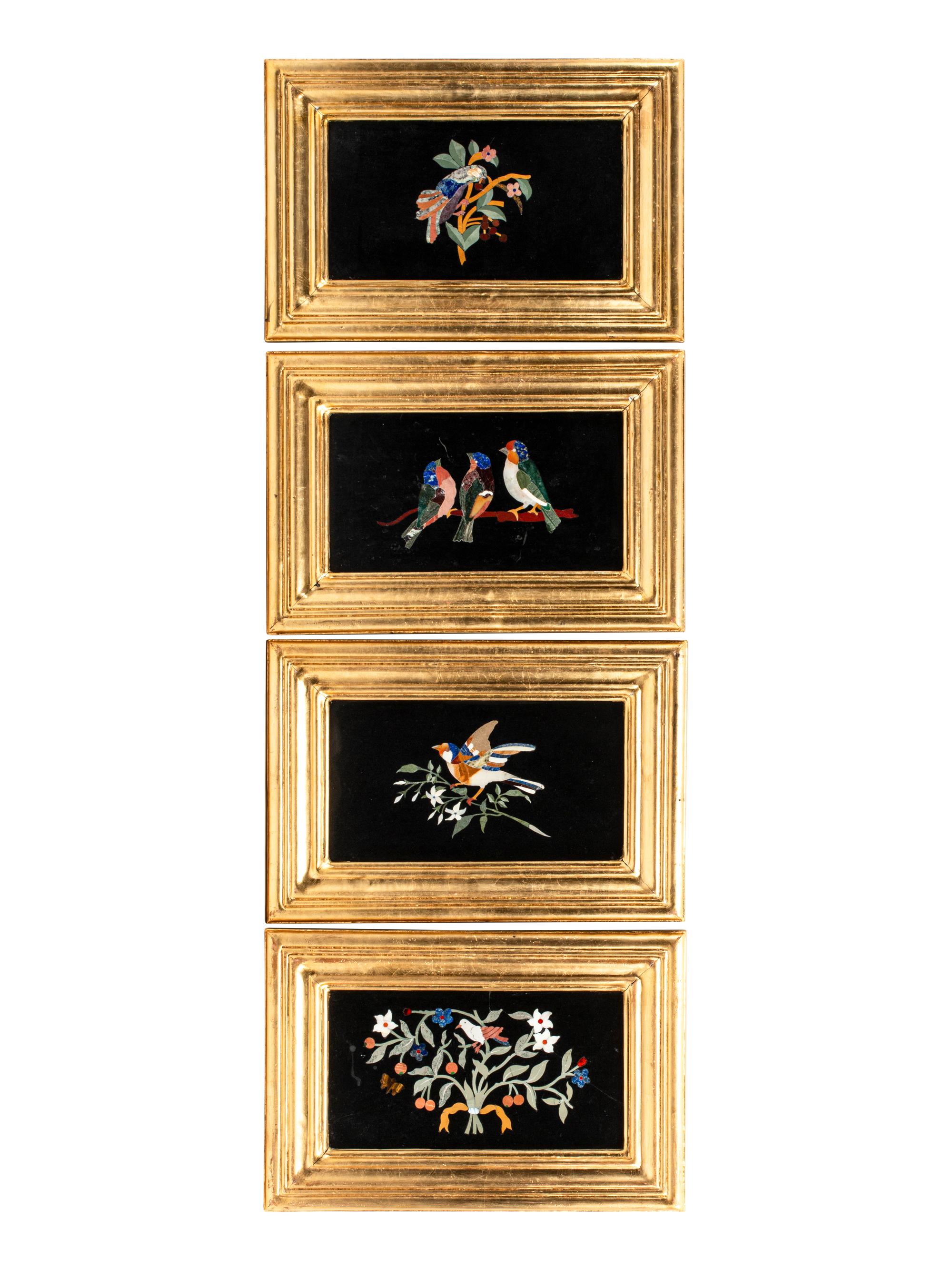 A Set of Four Italian Pietra Dura Plaques